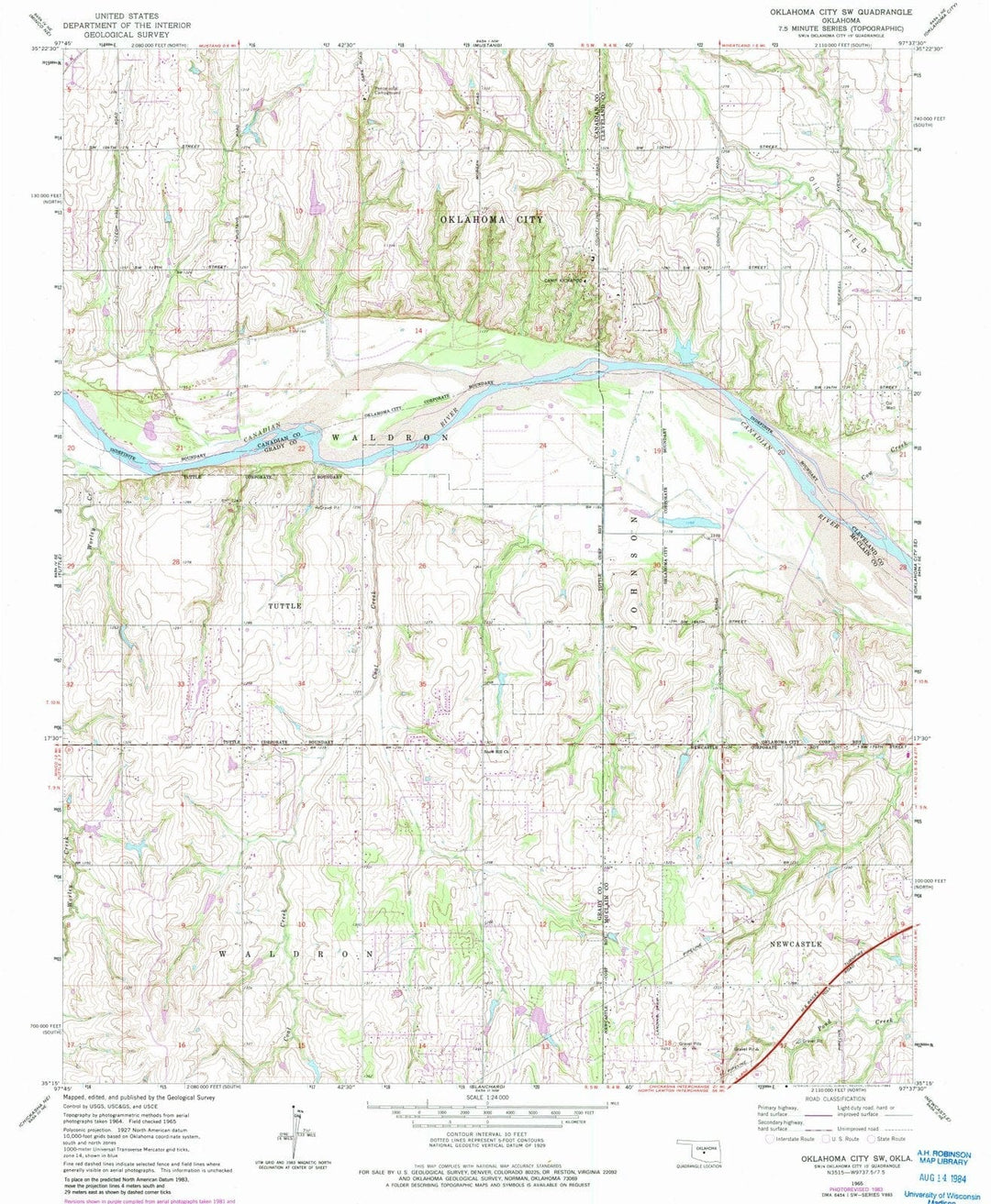 1965 Oklahoma City, OK - Oklahoma - USGS Topographic Map