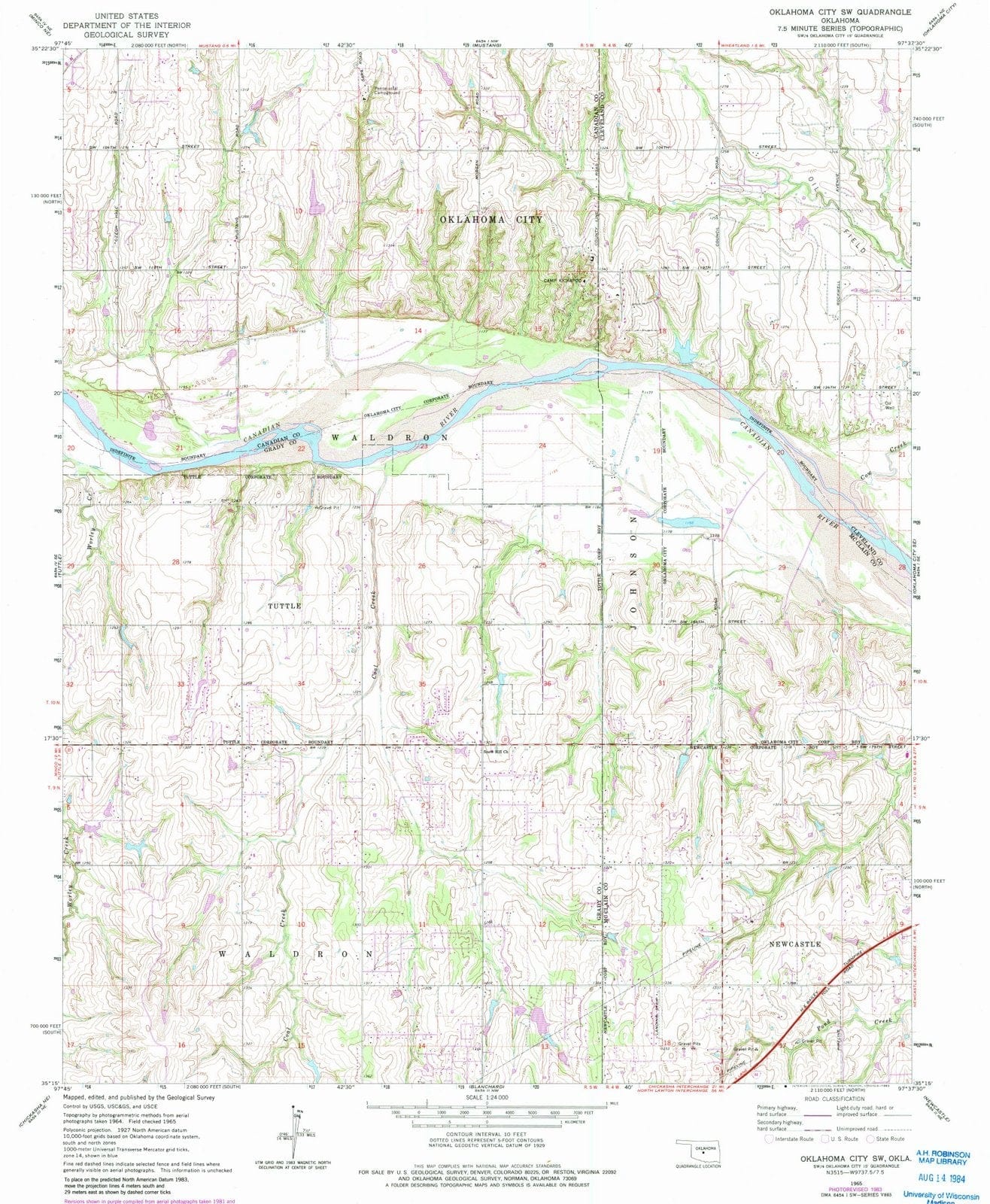 1965 Oklahoma City, OK - Oklahoma - USGS Topographic Map