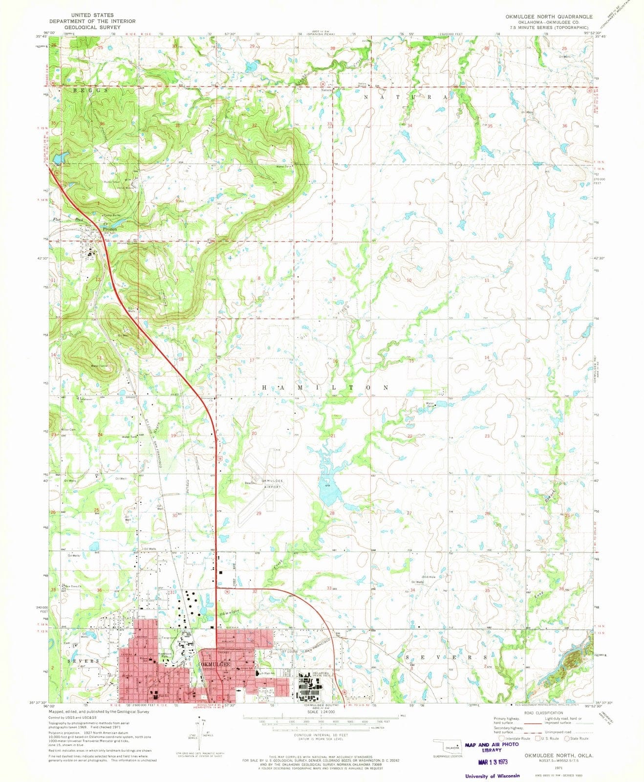 1971 Okmulgee, OK - Oklahoma - USGS Topographic Map v2