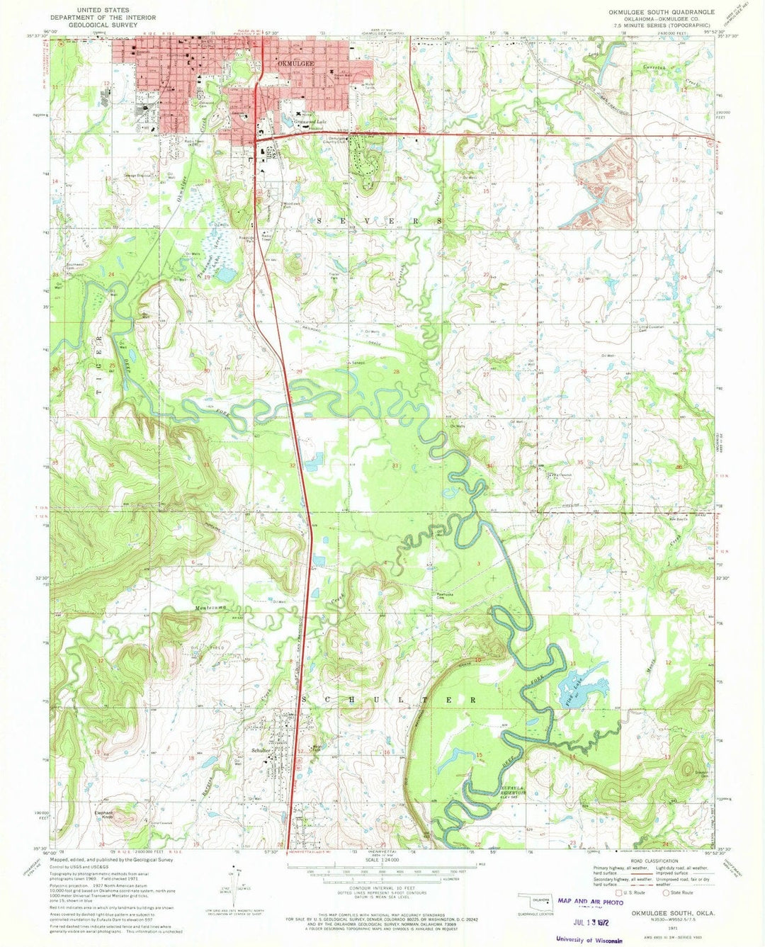 1971 Okmulgee, OK - Oklahoma - USGS Topographic Map v3