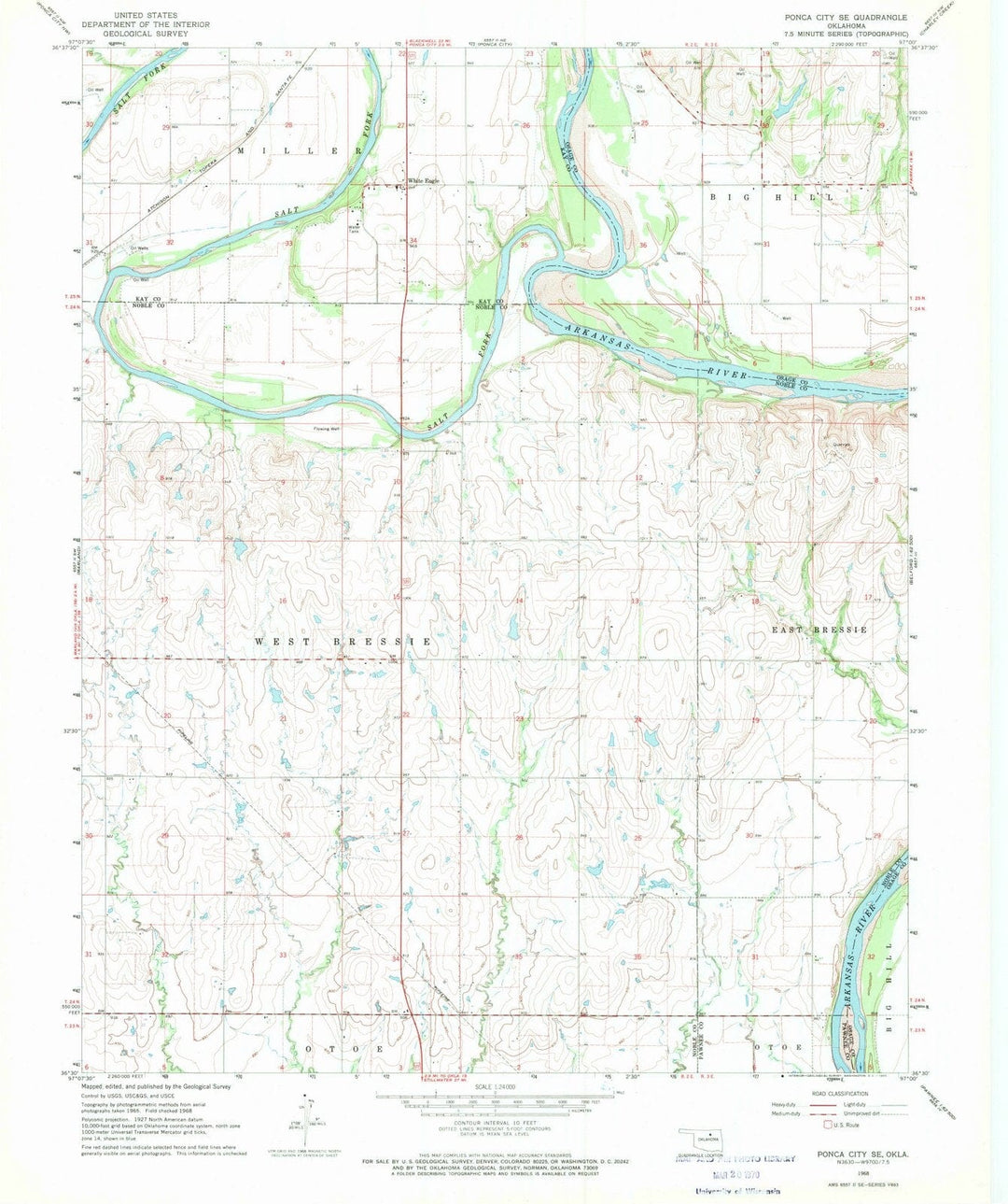 1968 Ponca City, OK - Oklahoma - USGS Topographic Map v2