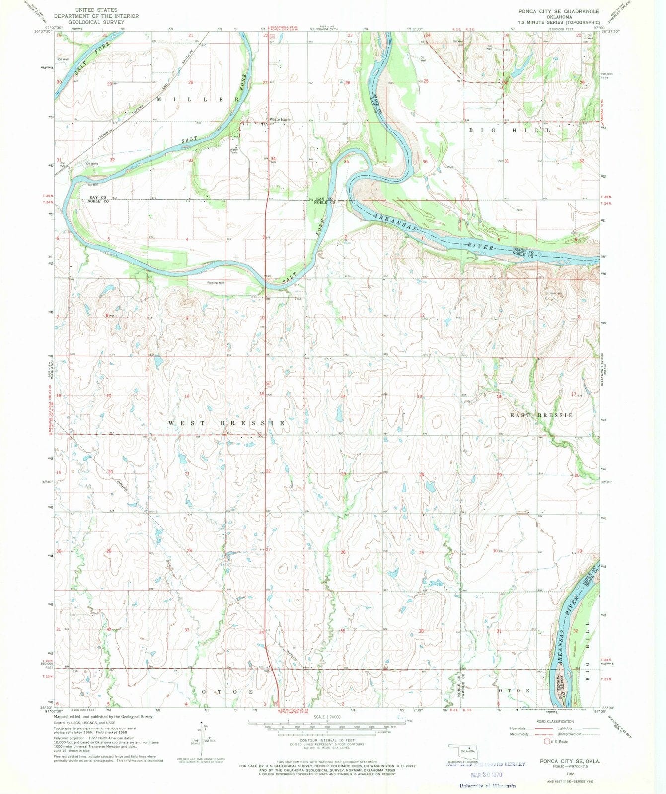 1968 Ponca City, OK - Oklahoma - USGS Topographic Map v2