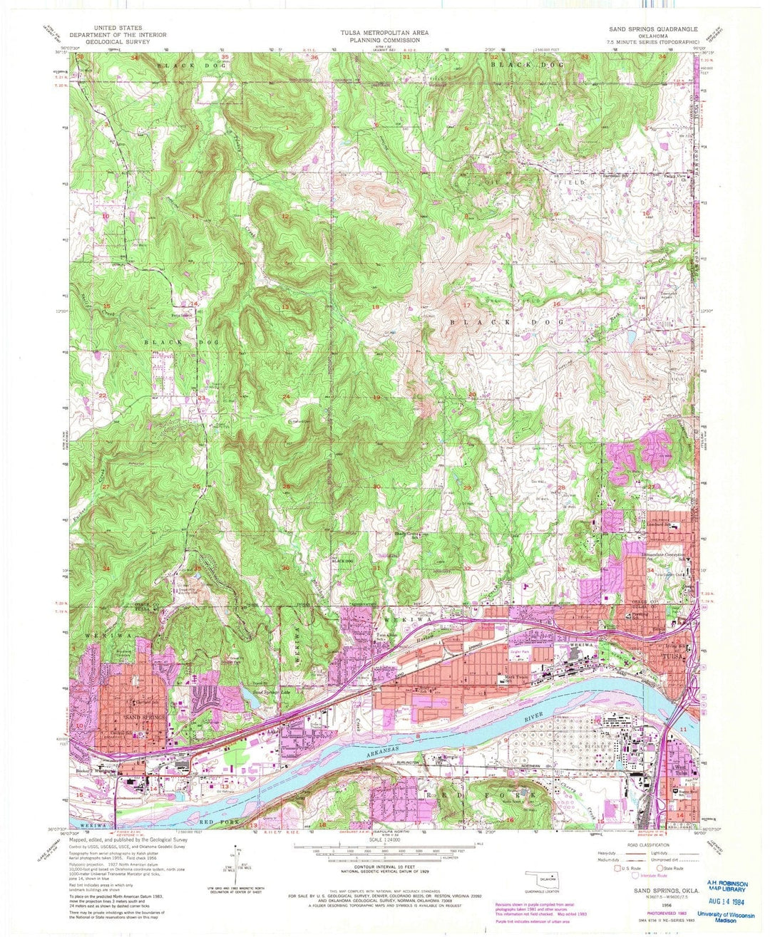 1956 Sand Springs, OK - Oklahoma - USGS Topographic Map