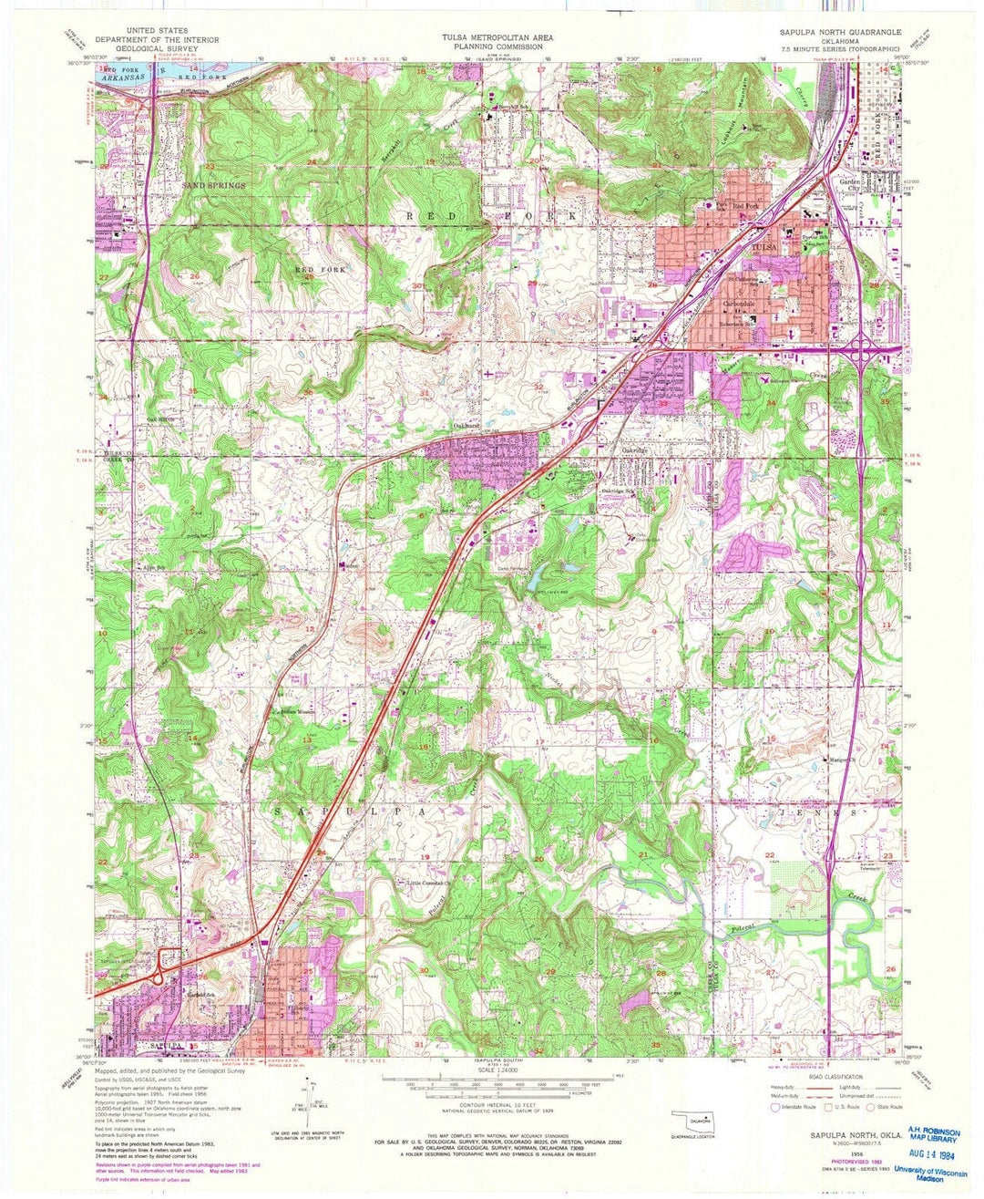 1956 Sapulpa North, OK - Oklahoma - USGS Topographic Map