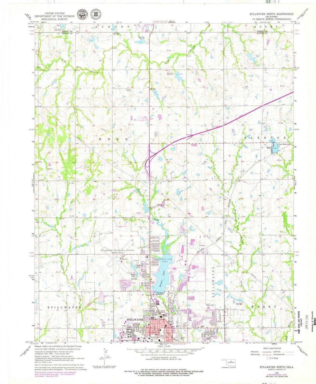 1967 Stillwater North, OK - Oklahoma - USGS Topographic Map
