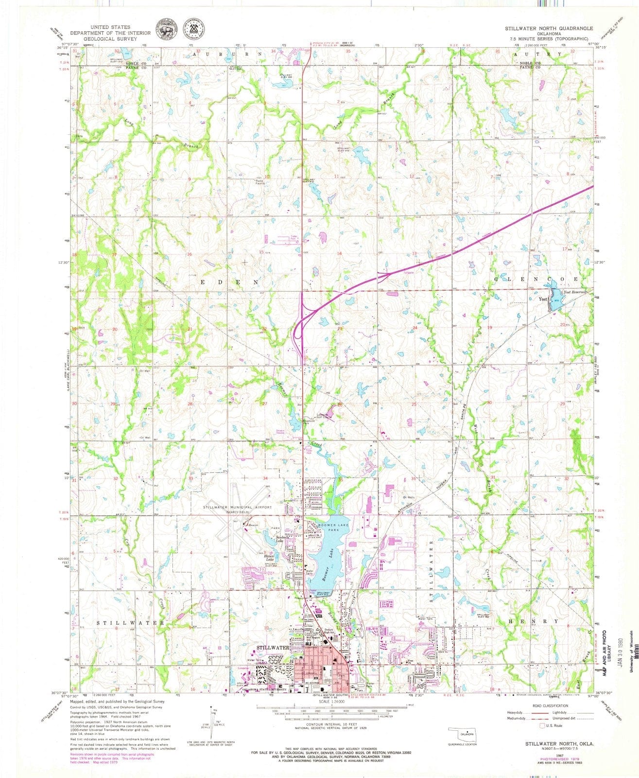 1967 Stillwater North, OK - Oklahoma - USGS Topographic Map