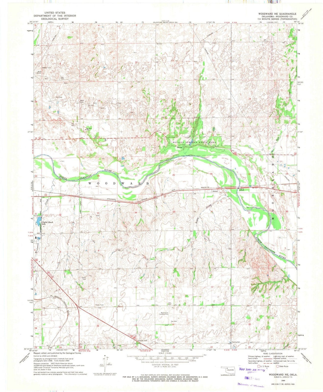 1969 Woodward, OK - Oklahoma - USGS Topographic Map
