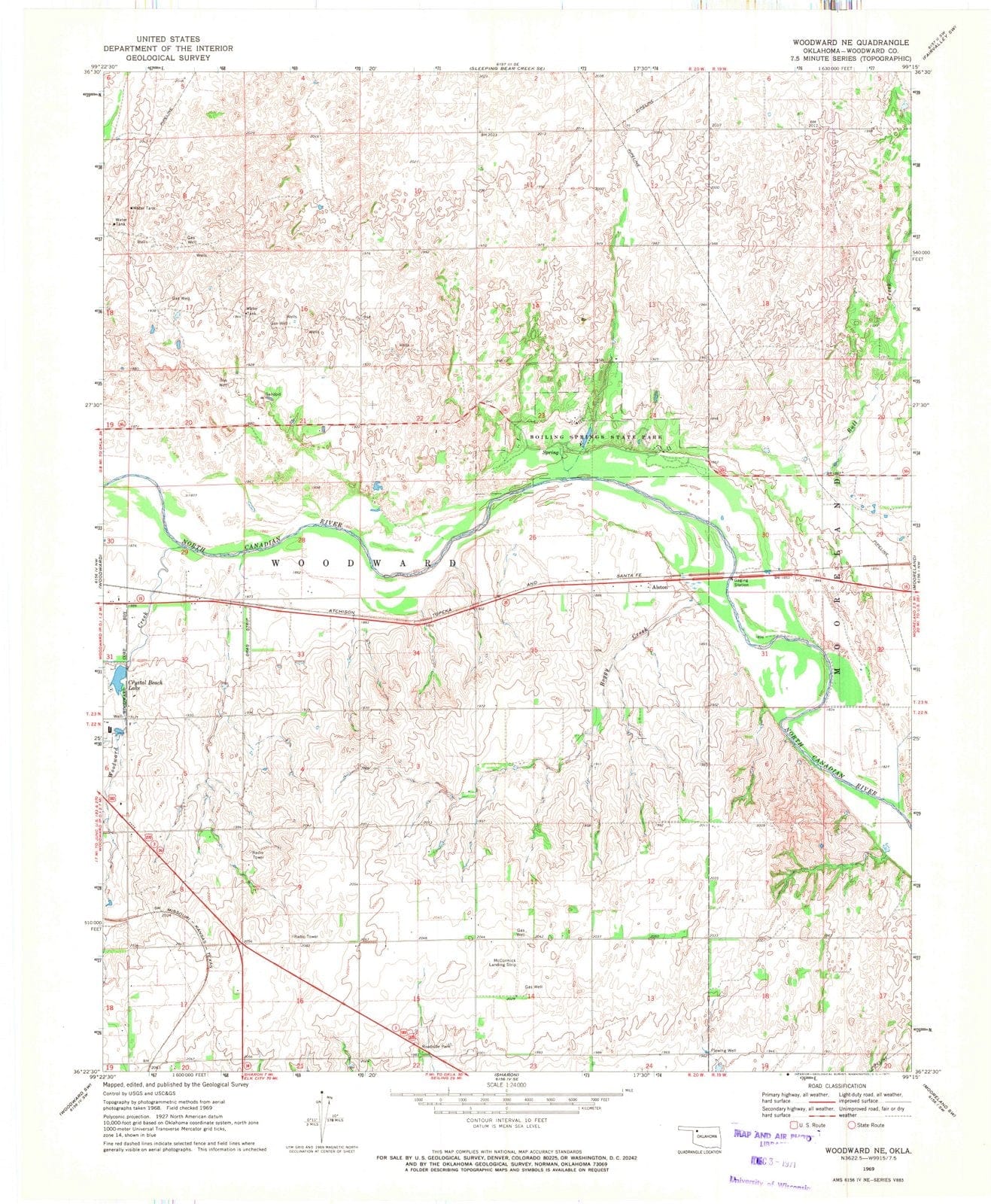 1969 Woodward, OK - Oklahoma - USGS Topographic Map