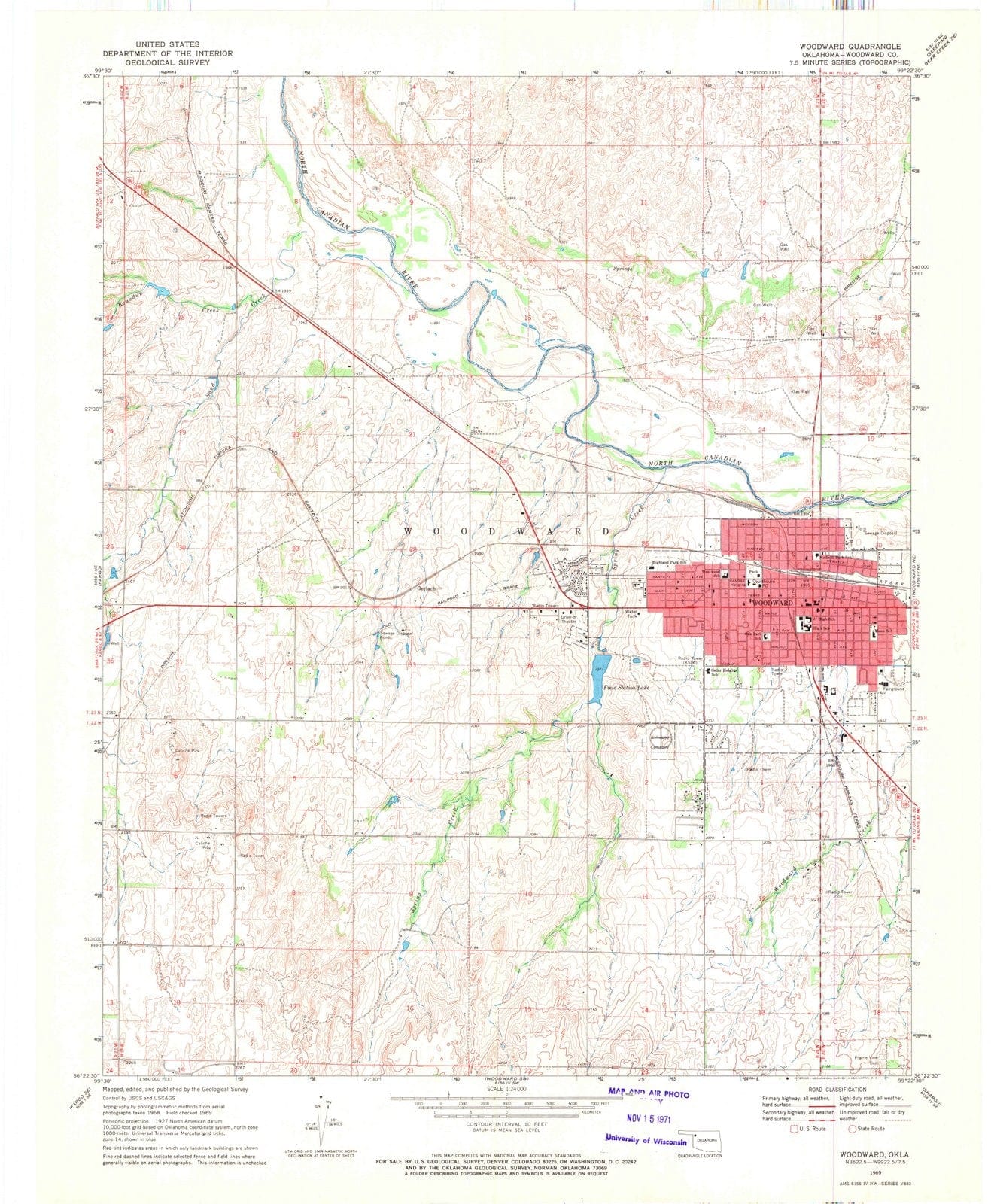 1969 Woodward, OK - Oklahoma - USGS Topographic Map v2