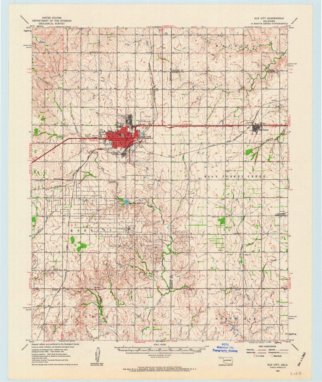 1961 Elk, OK - Oklahoma - USGS Topographic Map