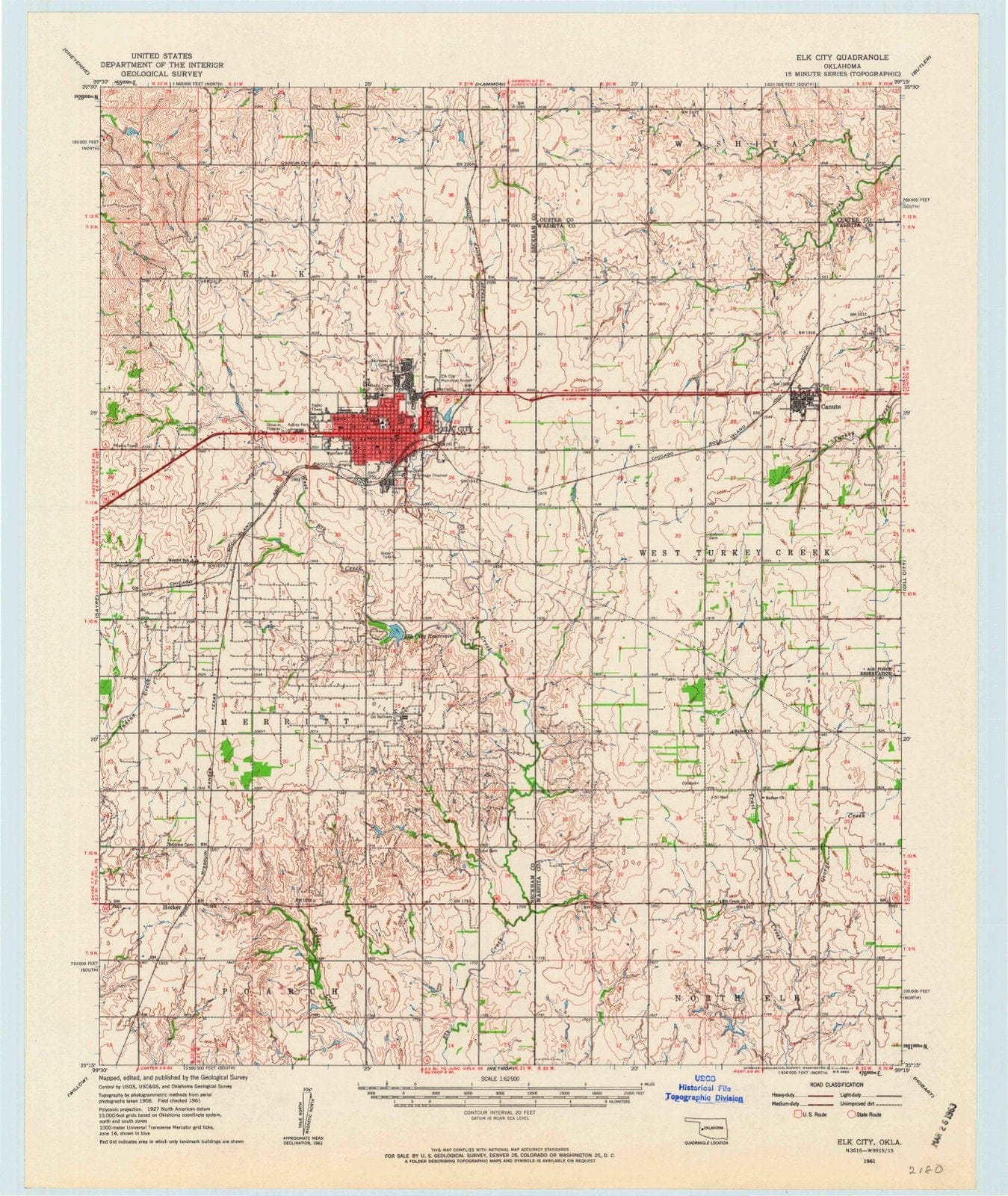 1961 Elk, OK - Oklahoma - USGS Topographic Map