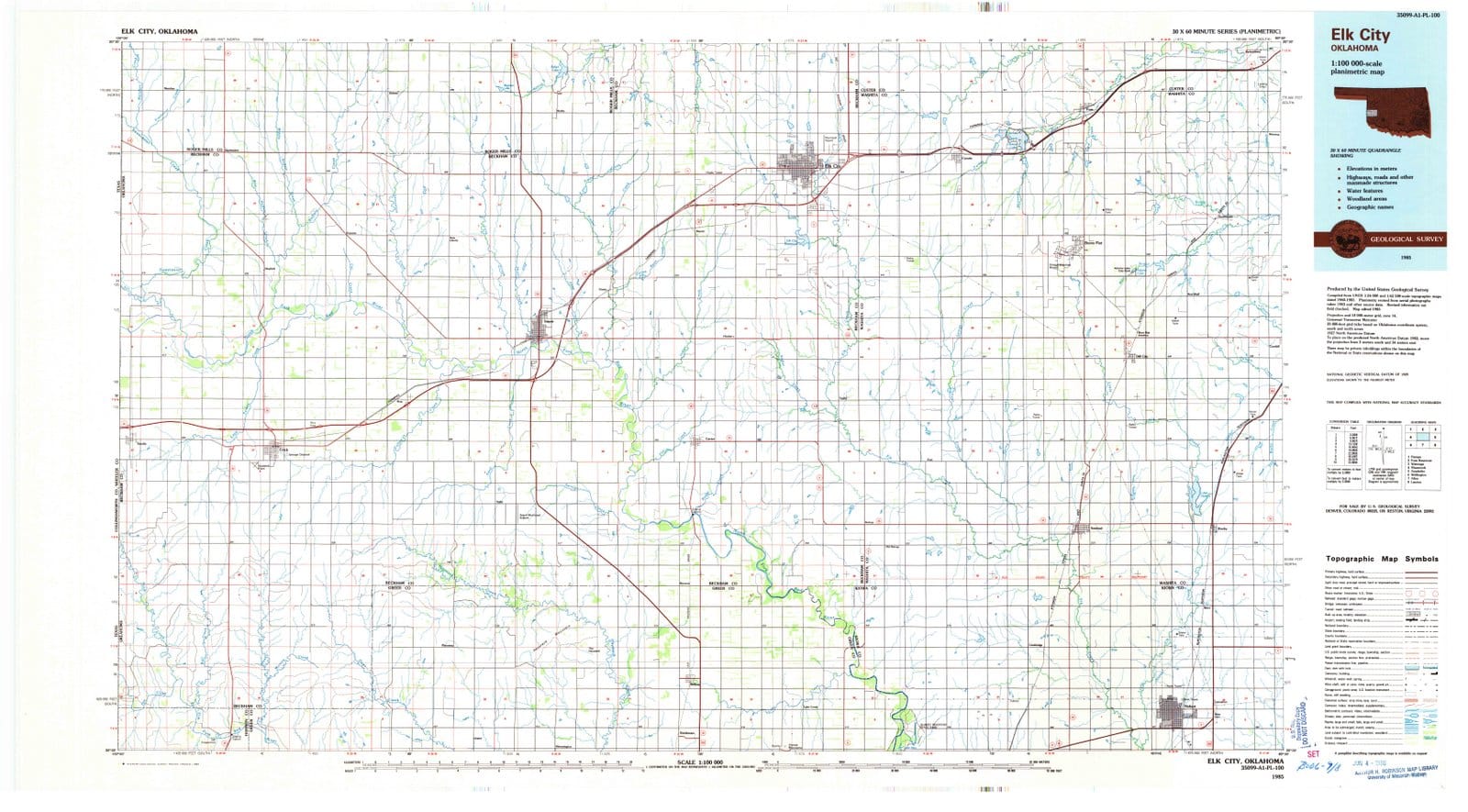1985 Elk, OK - Oklahoma - USGS Topographic Map