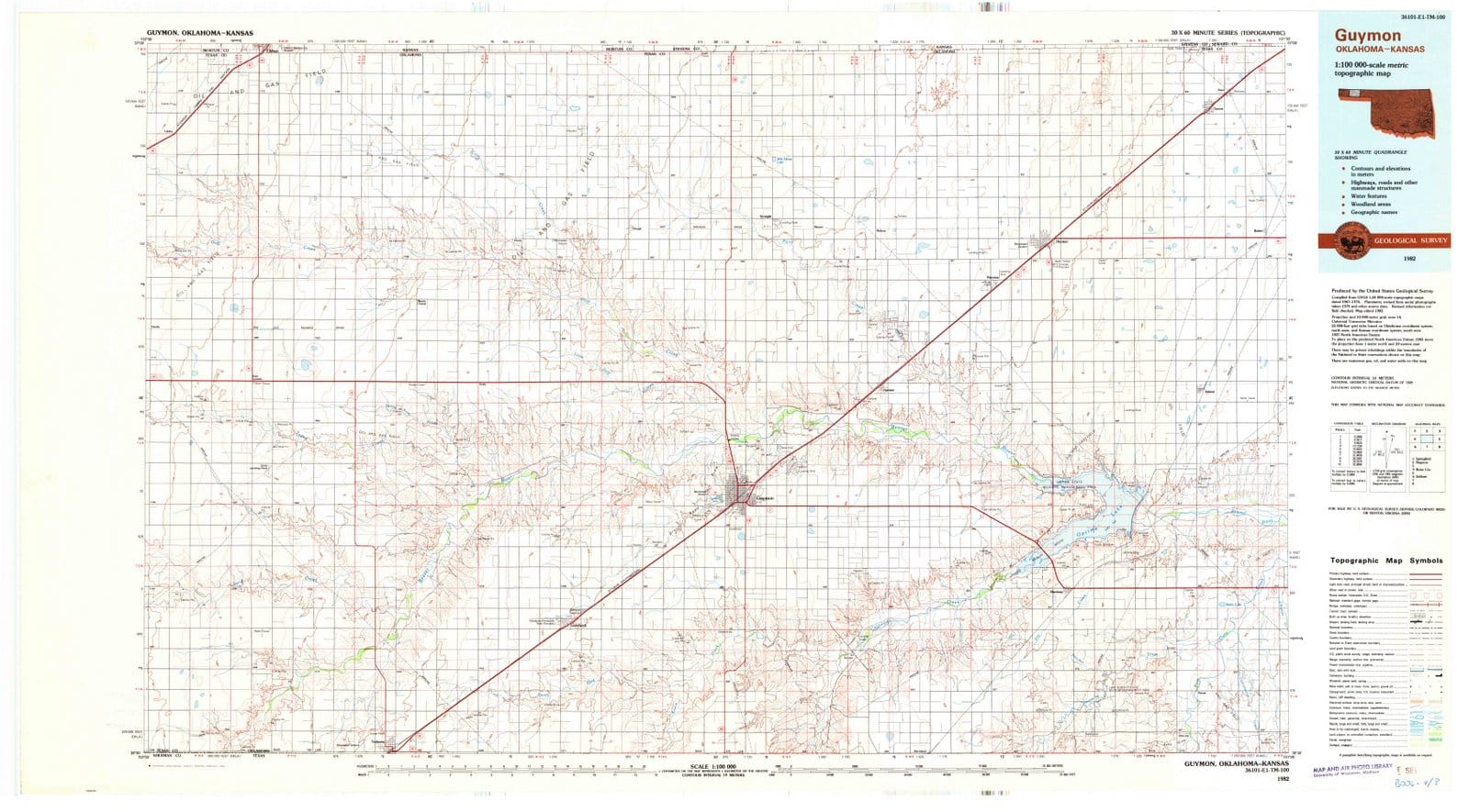 1982 Guymon, OK - Oklahoma - USGS Topographic Map