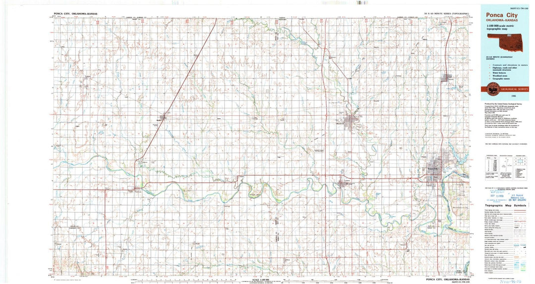 1985 Ponca City, OK - Oklahoma - USGS Topographic Map