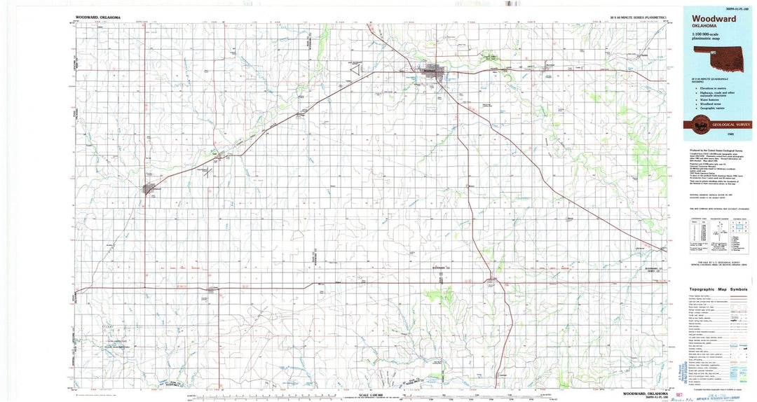 1985 Woodward, OK - Oklahoma - USGS Topographic Map