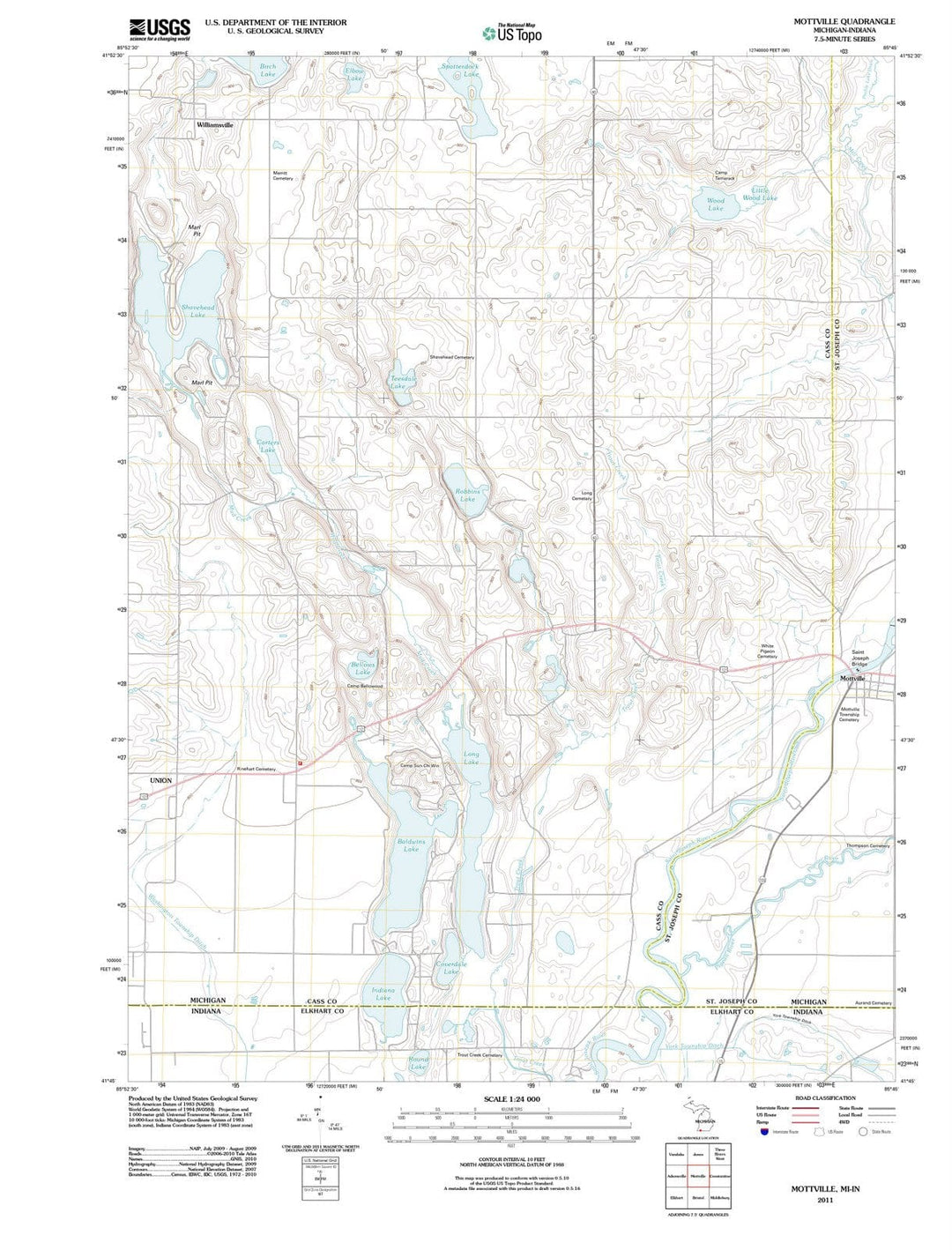 2011 Mottville, MI - Michigan - USGS Topographic Map