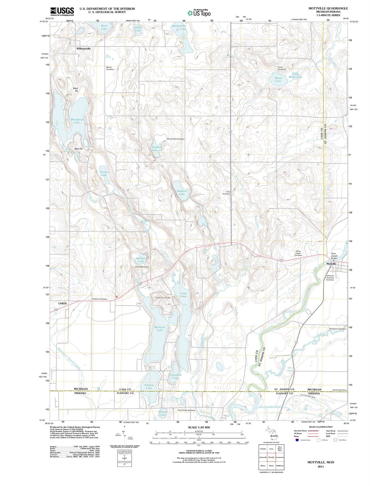 2011 Mottville, MI - Michigan - USGS Topographic Map