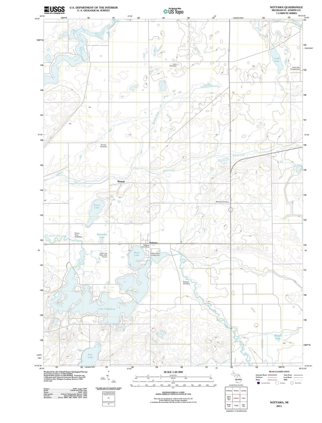 2011 Nottawa, MI - Michigan - USGS Topographic Map