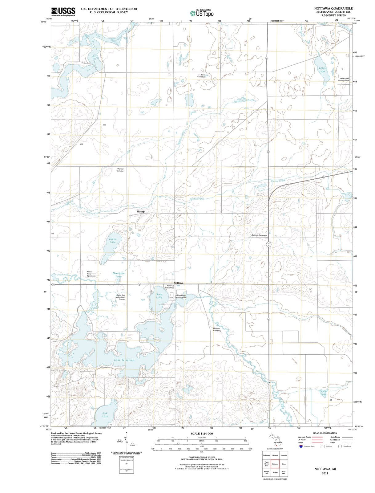 2011 Nottawa, MI - Michigan - USGS Topographic Map