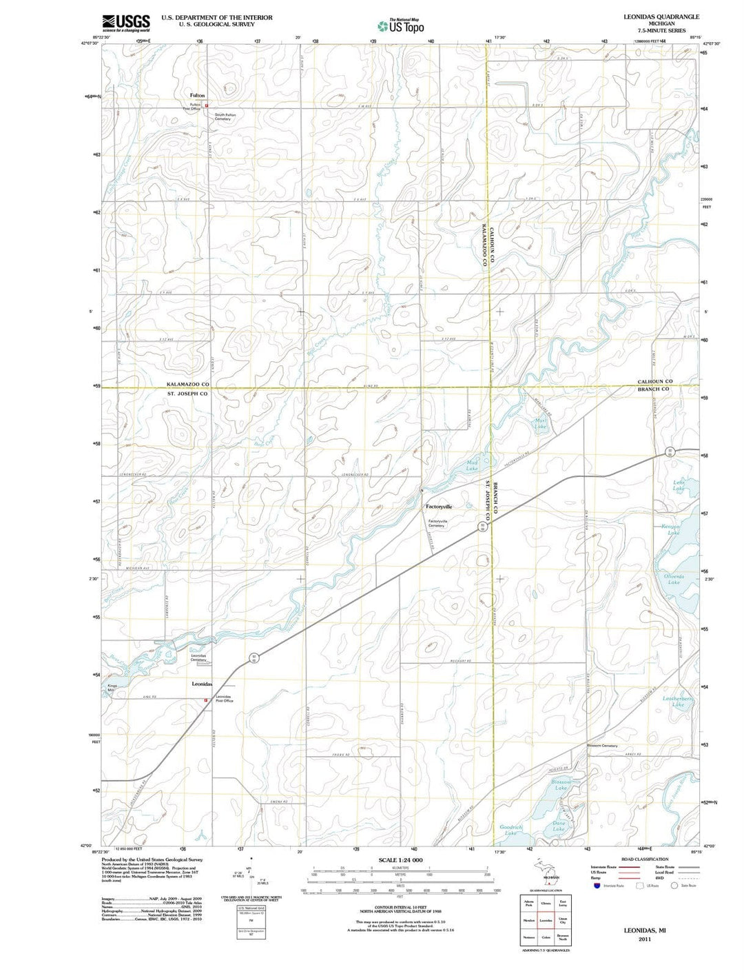 2011 Leonidas, MI - Michigan - USGS Topographic Map