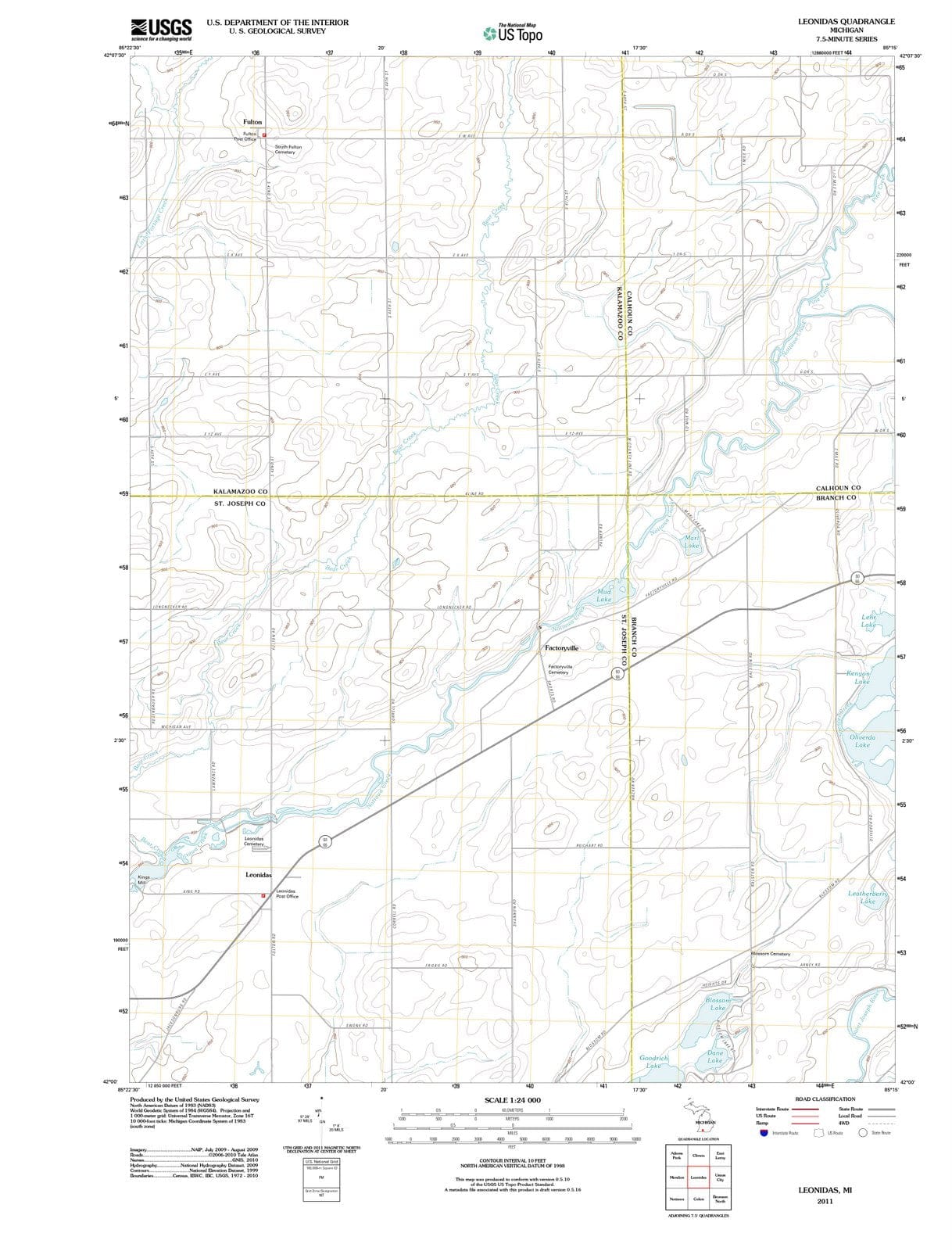 2011 Leonidas, MI - Michigan - USGS Topographic Map