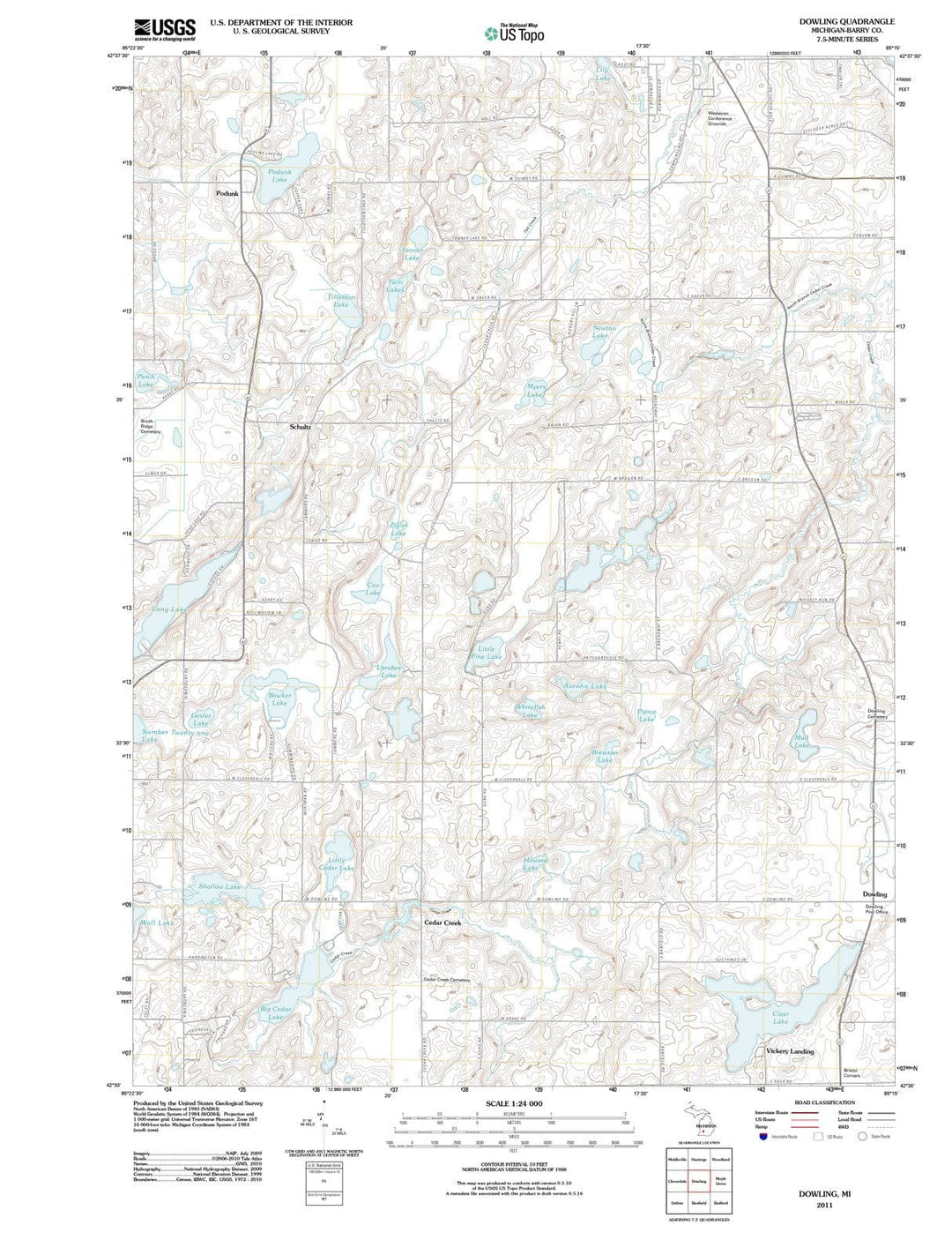 2011 Dowling, MI - Michigan - USGS Topographic Map