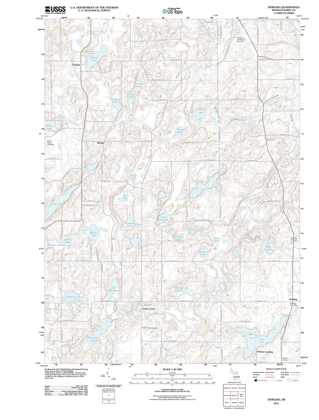 2011 Dowling, MI - Michigan - USGS Topographic Map