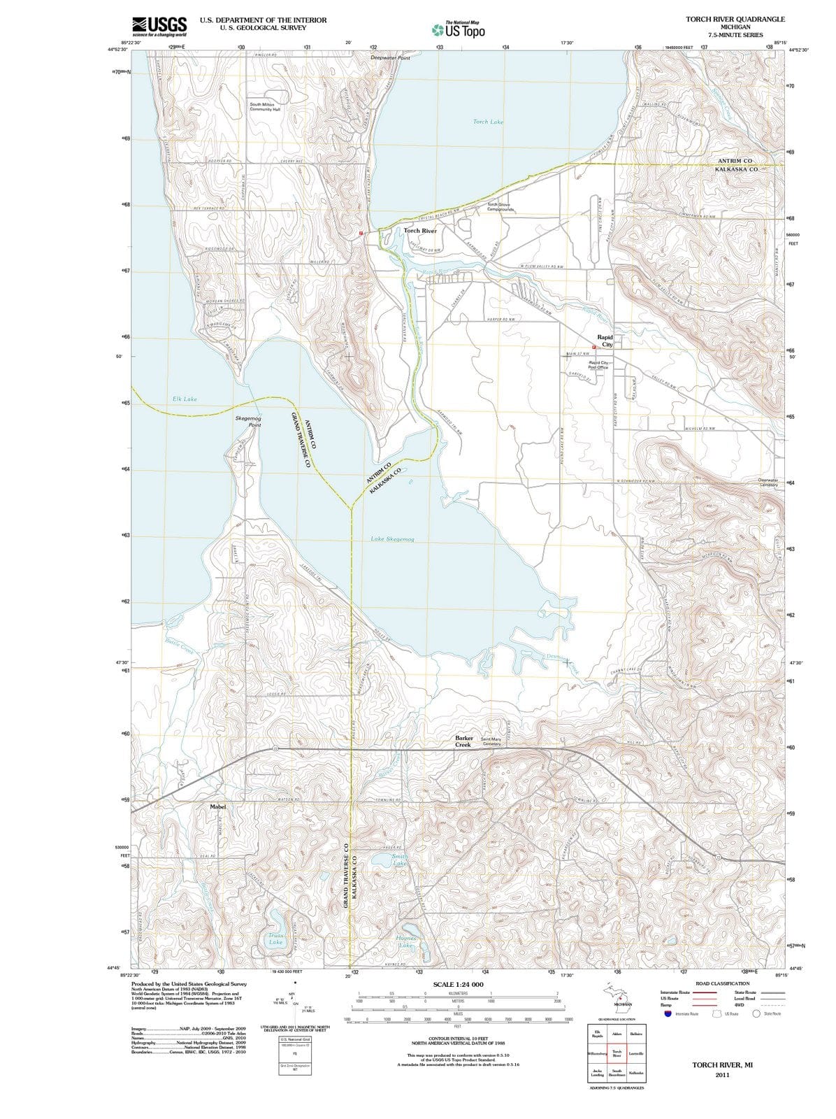 2011 Torch River, MI - Michigan - USGS Topographic Map