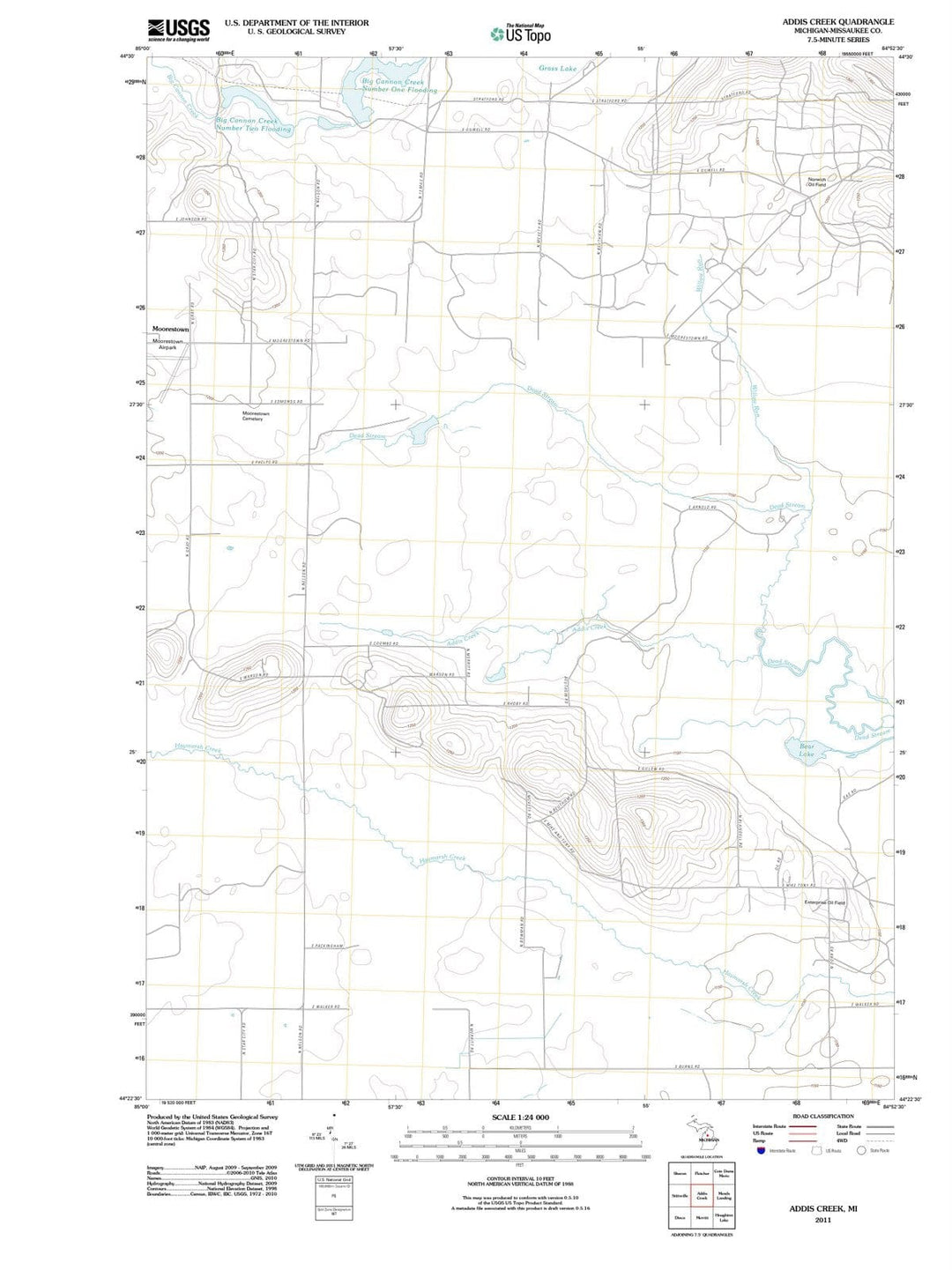2011 Addis Creek, MI - Michigan - USGS Topographic Map