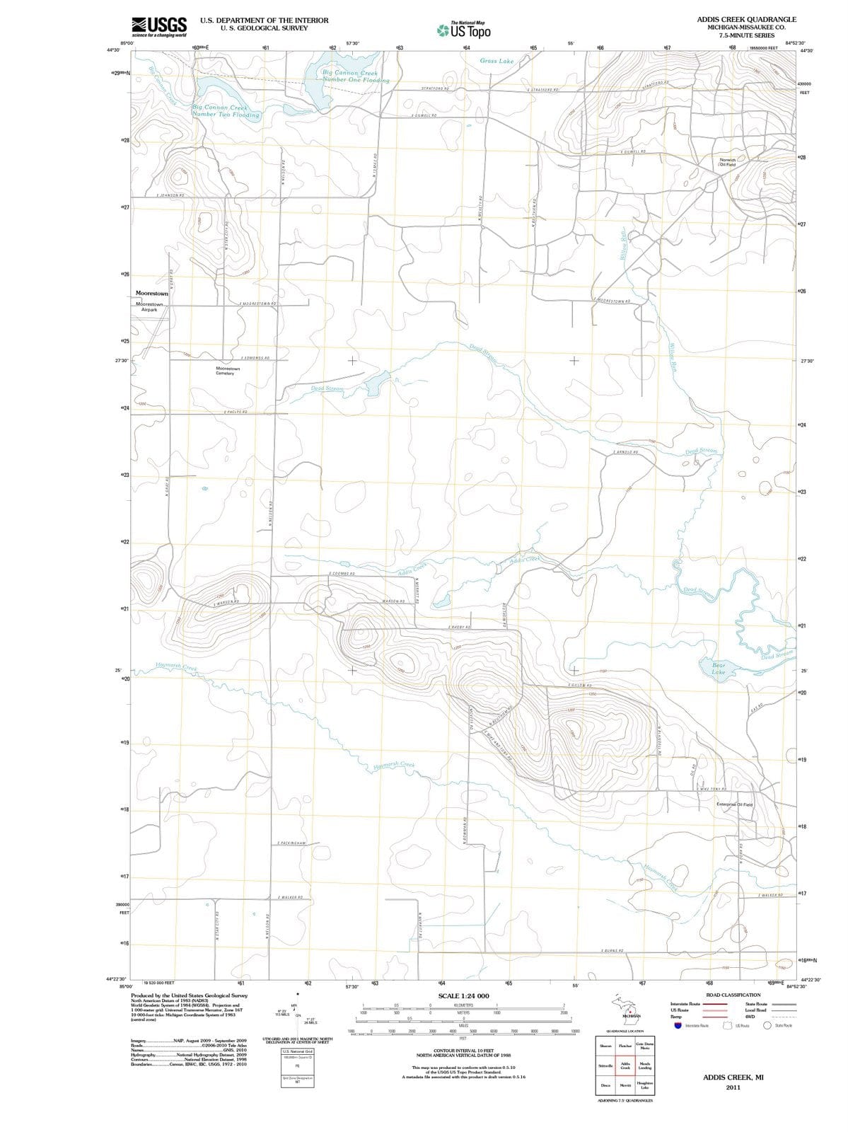 2011 Addis Creek, MI - Michigan - USGS Topographic Map