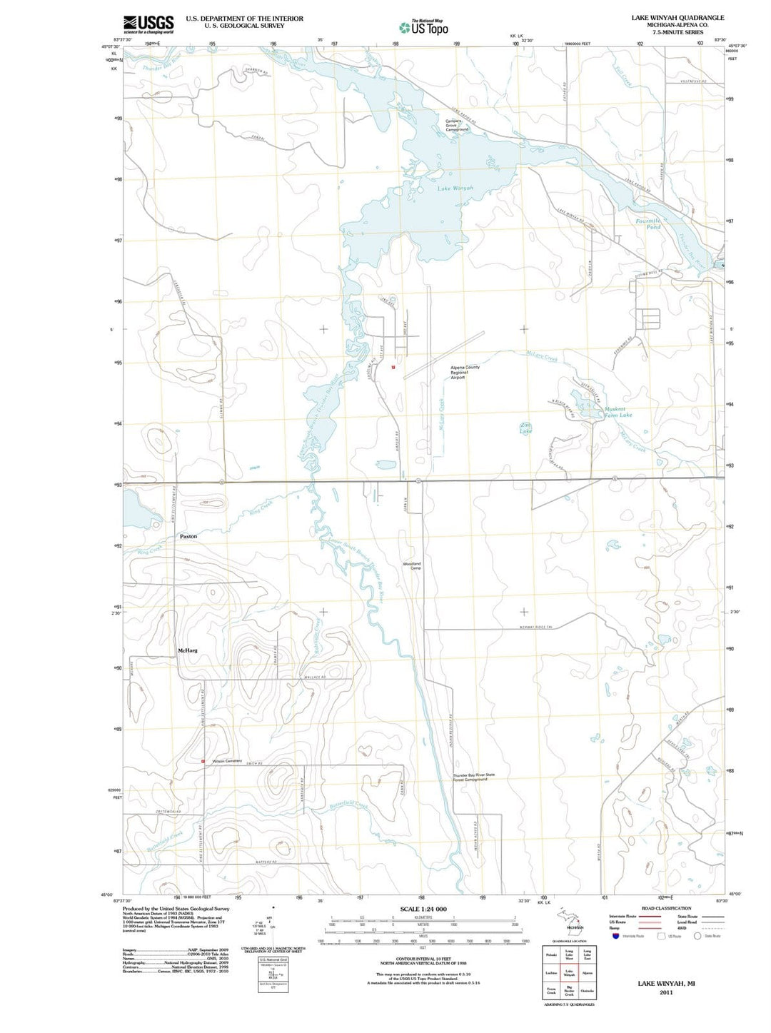 2011 Lake Winyah, MI - Michigan - USGS Topographic Map