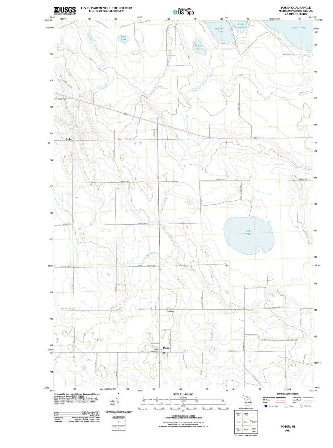 2011 Posen, MI - Michigan - USGS Topographic Map