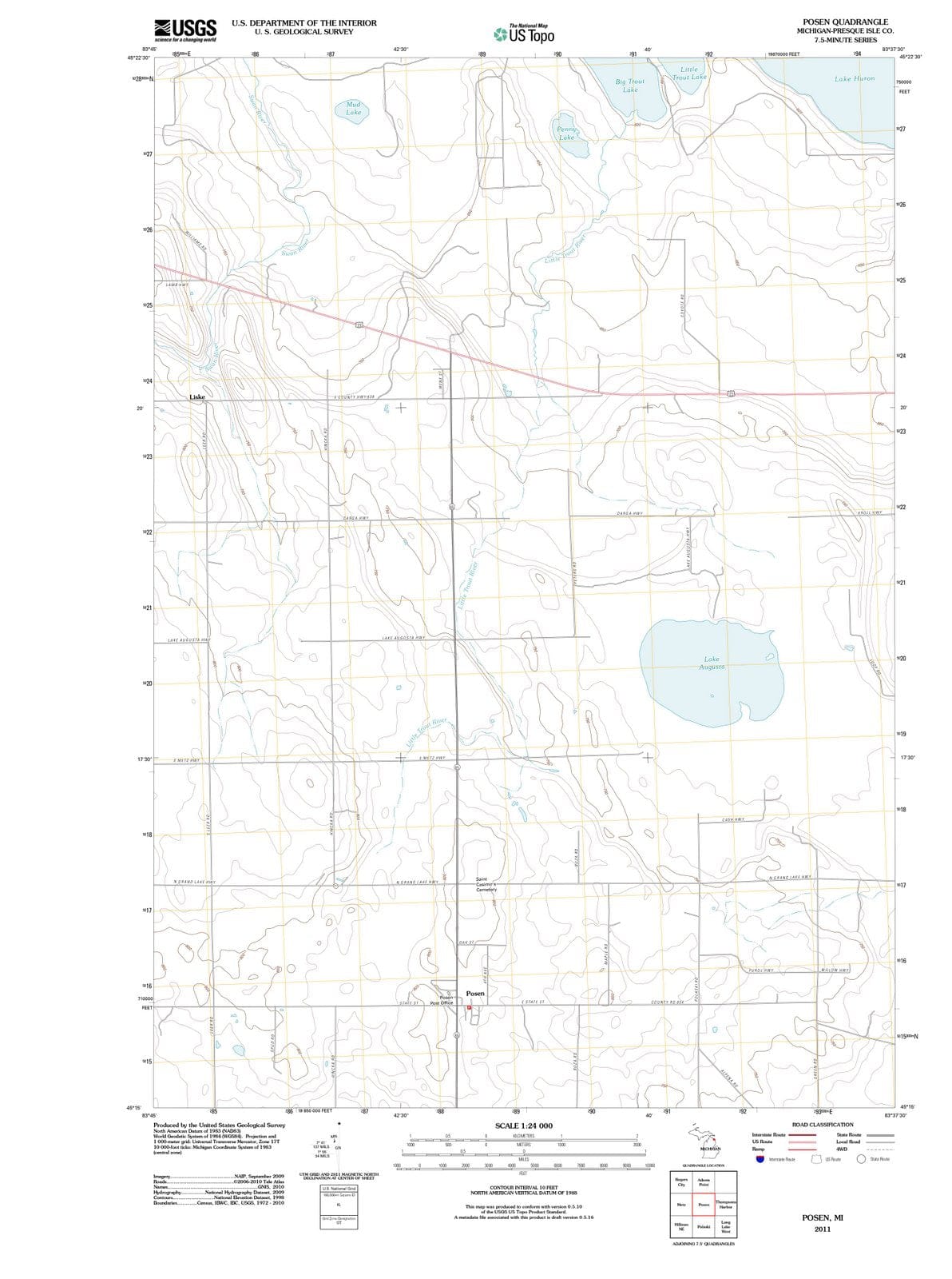 2011 Posen, MI - Michigan - USGS Topographic Map