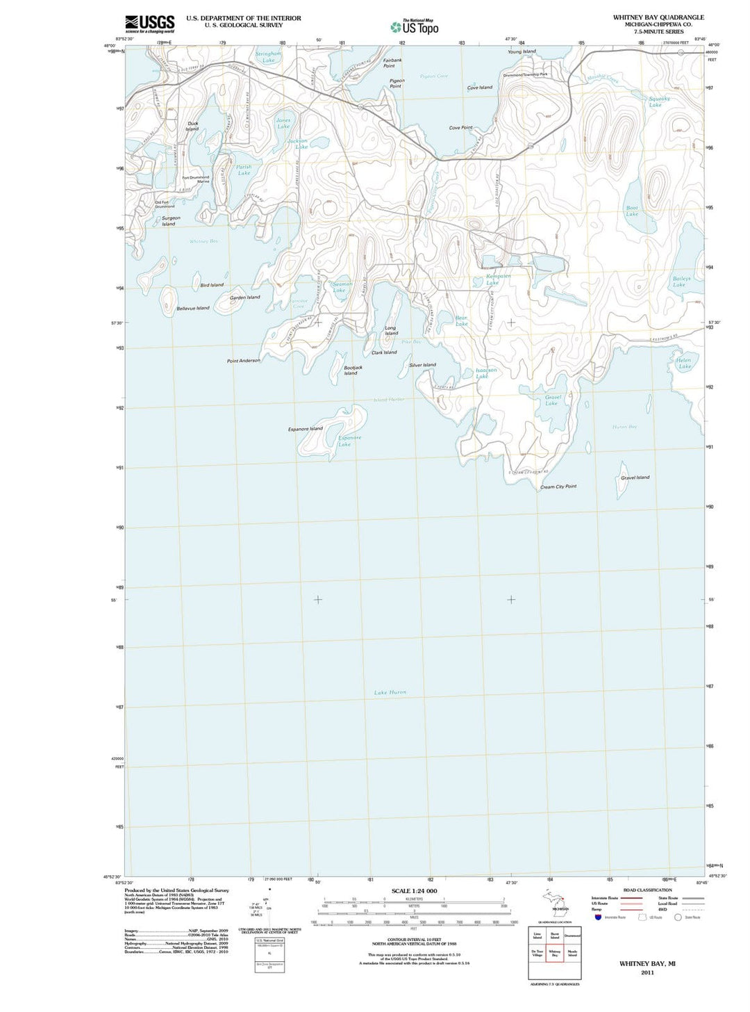 2011 Whitney Bay, MI - Michigan - USGS Topographic Map