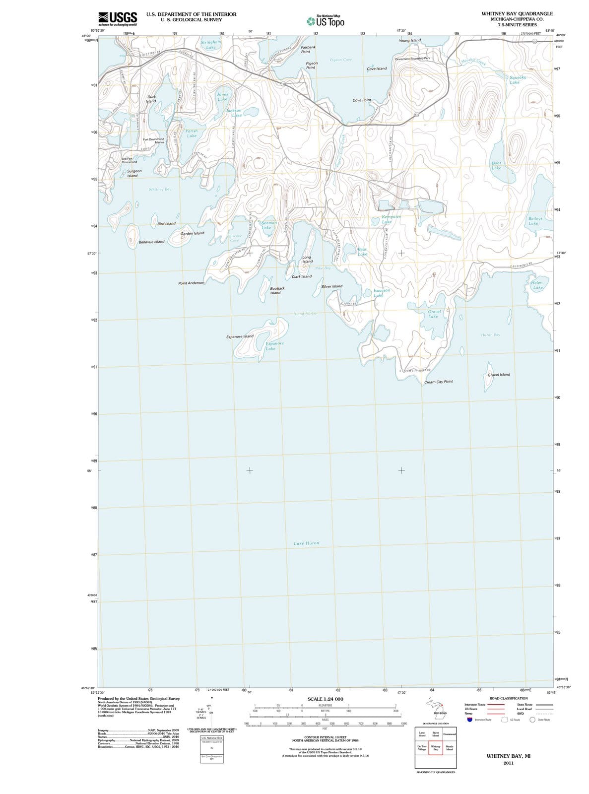 2011 Whitney Bay, MI - Michigan - USGS Topographic Map