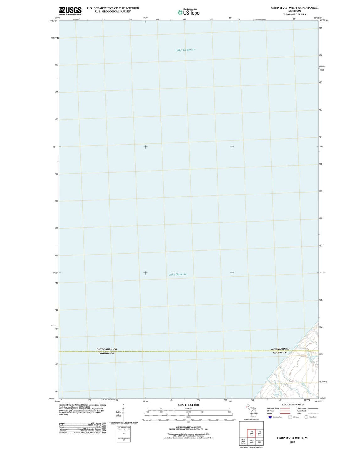 2011 Carp River West, MI - Michigan - USGS Topographic Map