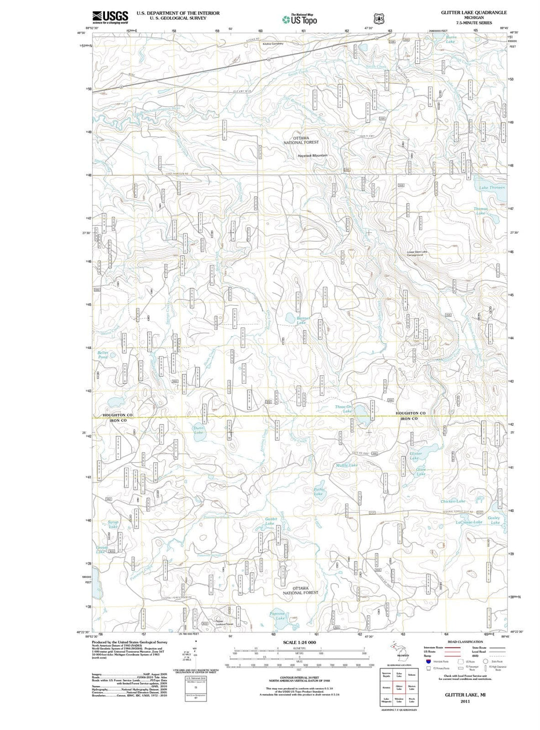 2011 Glitter Lake, MI - Michigan - USGS Topographic Map