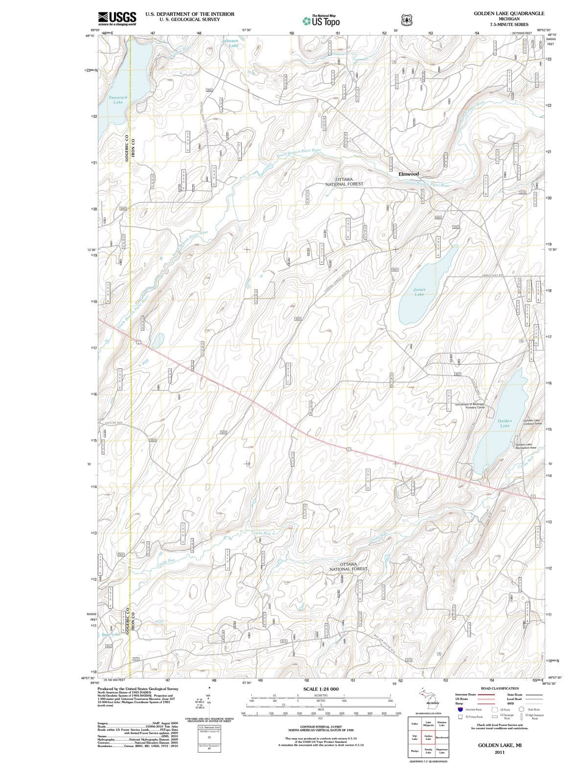 2011 Golden Lake, MI - Michigan - USGS Topographic Map