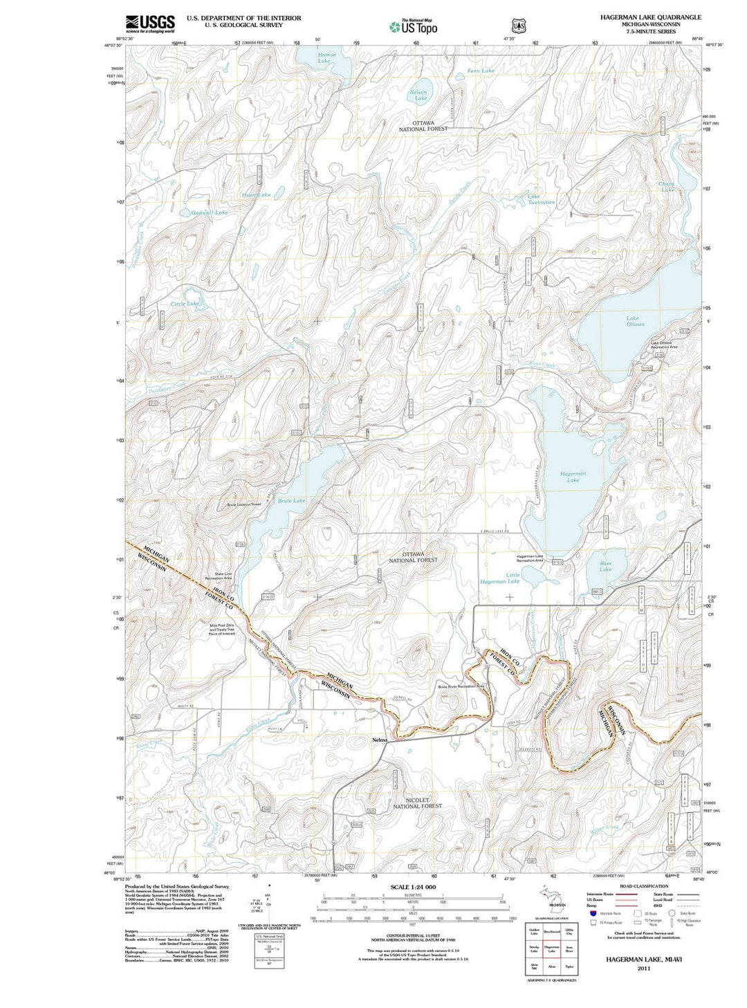2011 Hagerman Lake, MI - Michigan - USGS Topographic Map