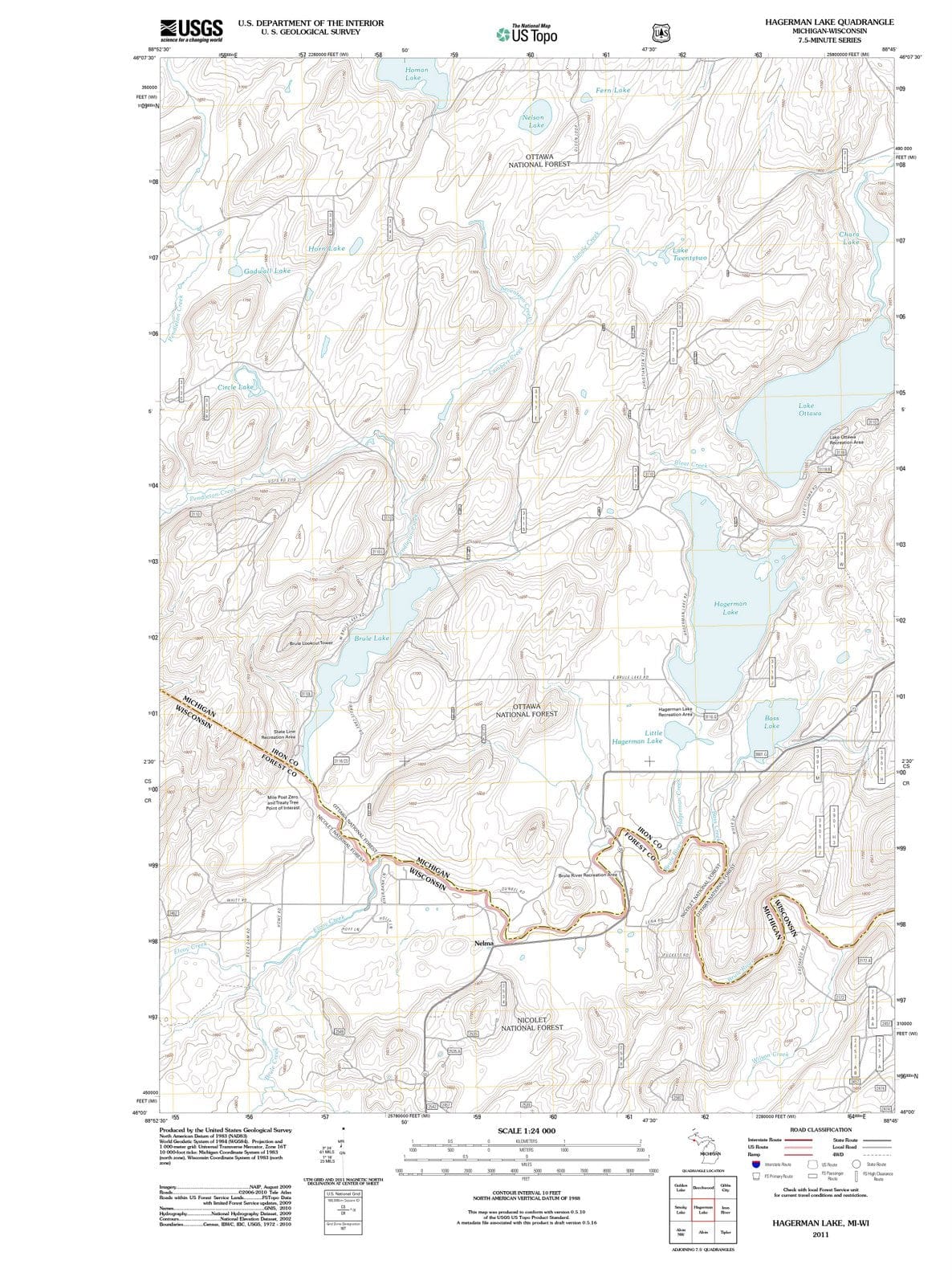2011 Hagerman Lake, MI - Michigan - USGS Topographic Map