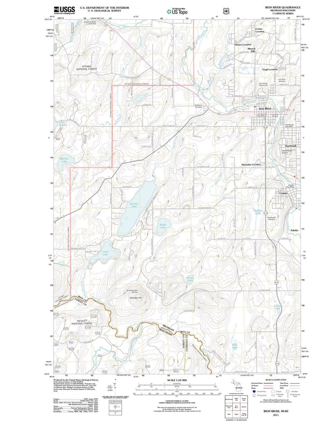 2011 Iron River, MI - Michigan - USGS Topographic Map