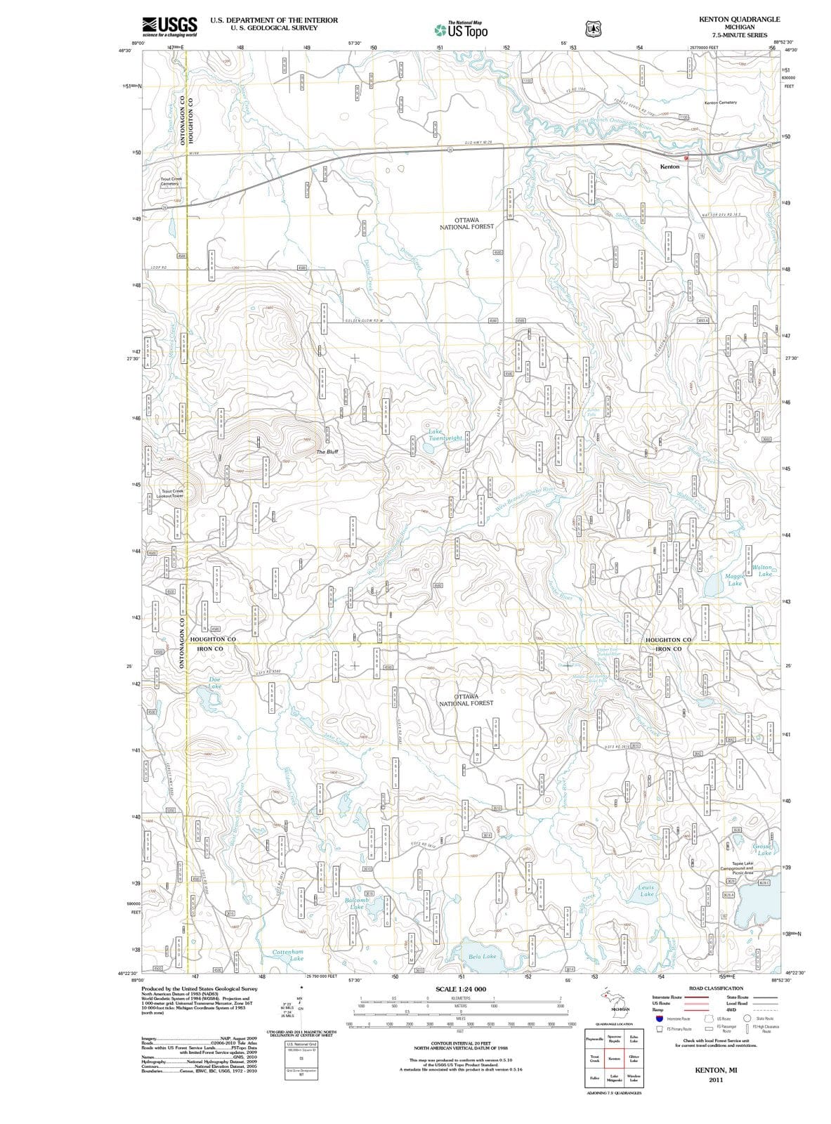 2011 Kenton, MI - Michigan - USGS Topographic Map