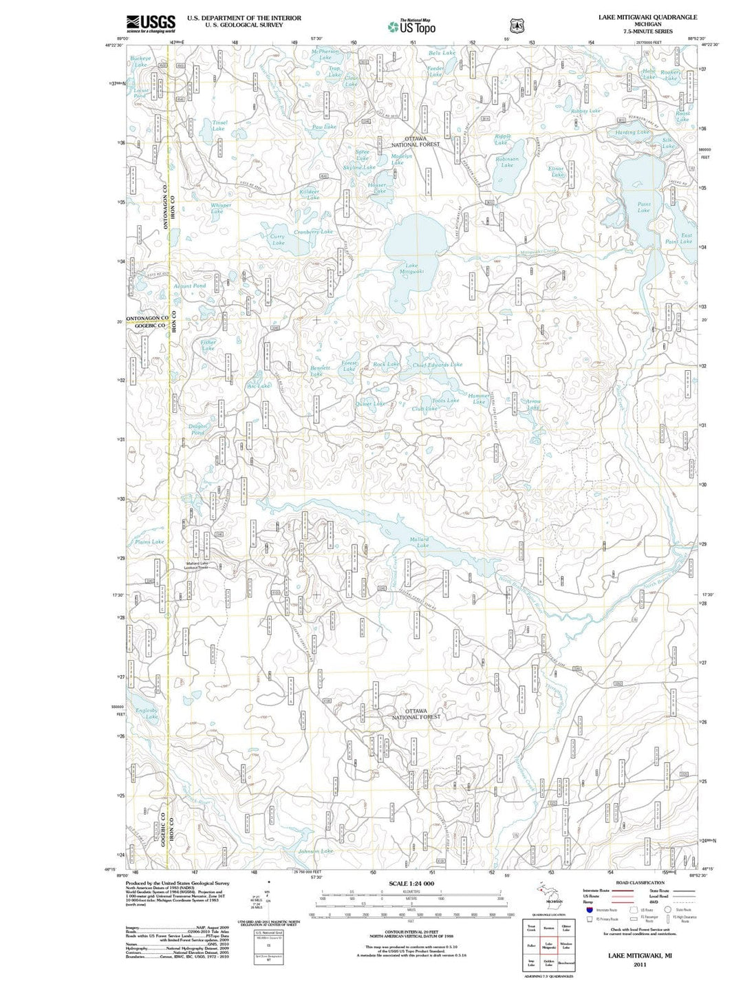 2011 Lake Mitigwaki, MI - Michigan - USGS Topographic Map