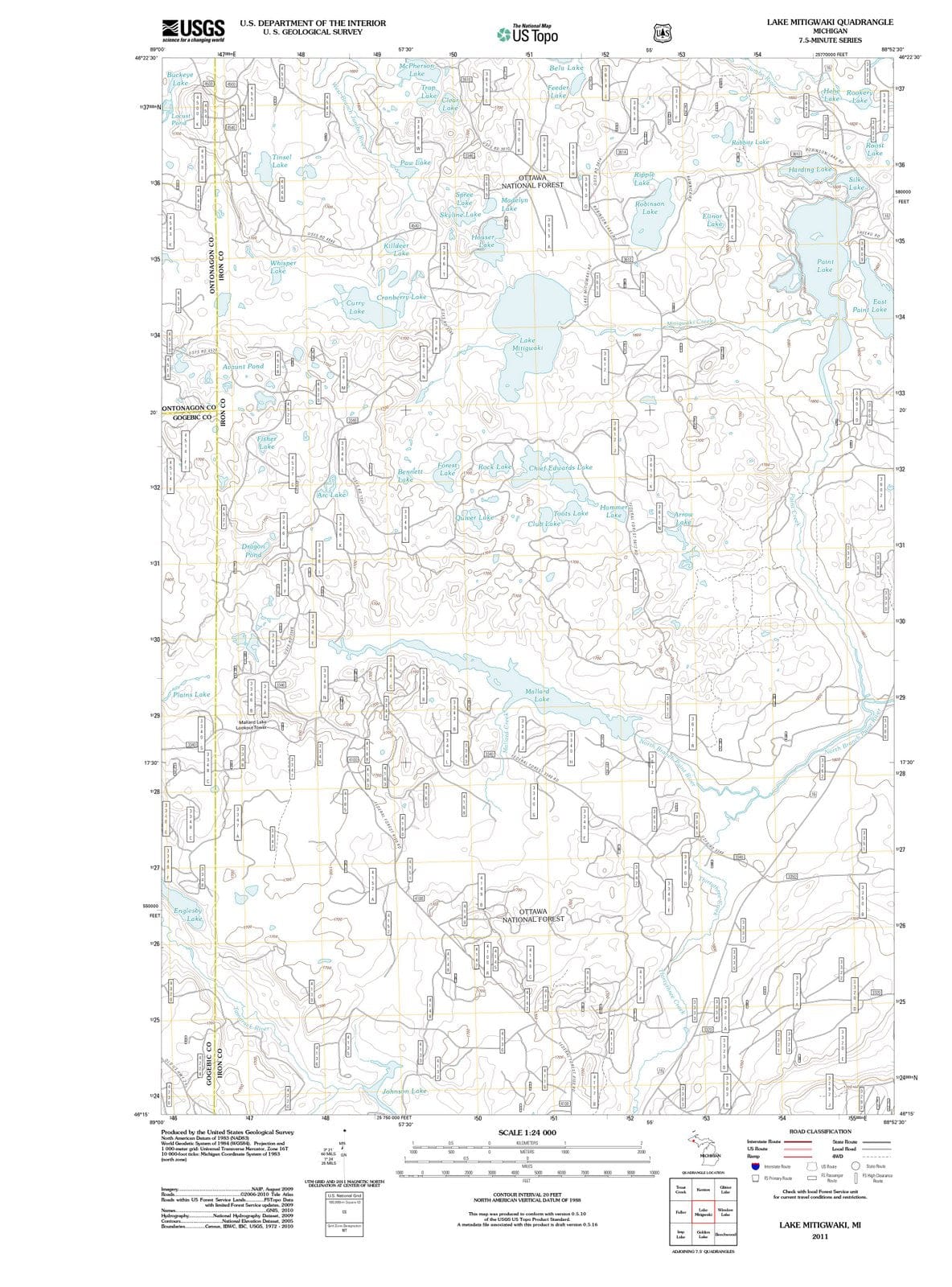 2011 Lake Mitigwaki, MI - Michigan - USGS Topographic Map