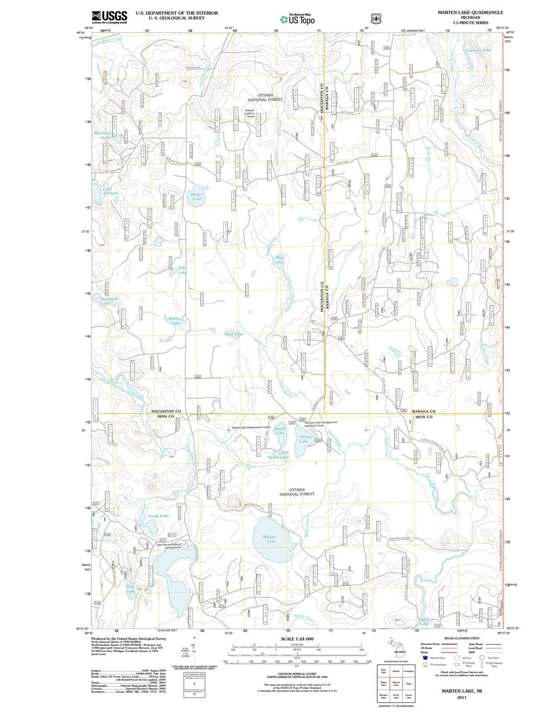 2011 Marten Lake, MI - Michigan - USGS Topographic Map