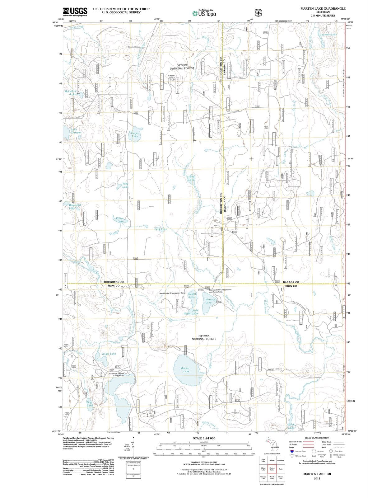 2011 Marten Lake, MI - Michigan - USGS Topographic Map