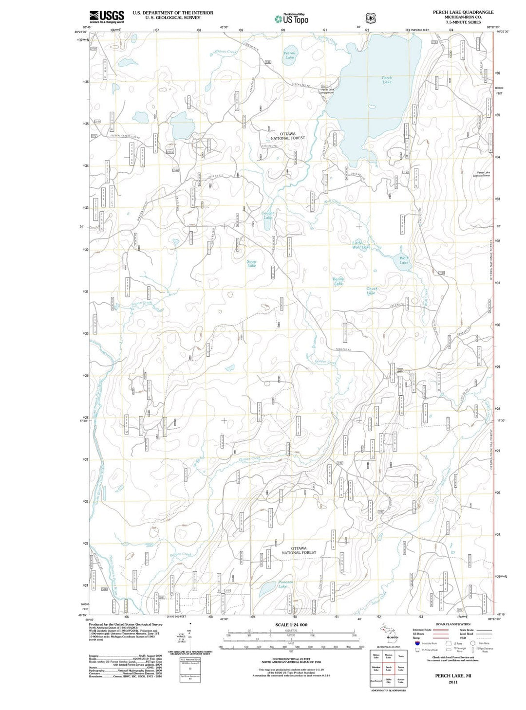 2011 Perch Lake, MI - Michigan - USGS Topographic Map