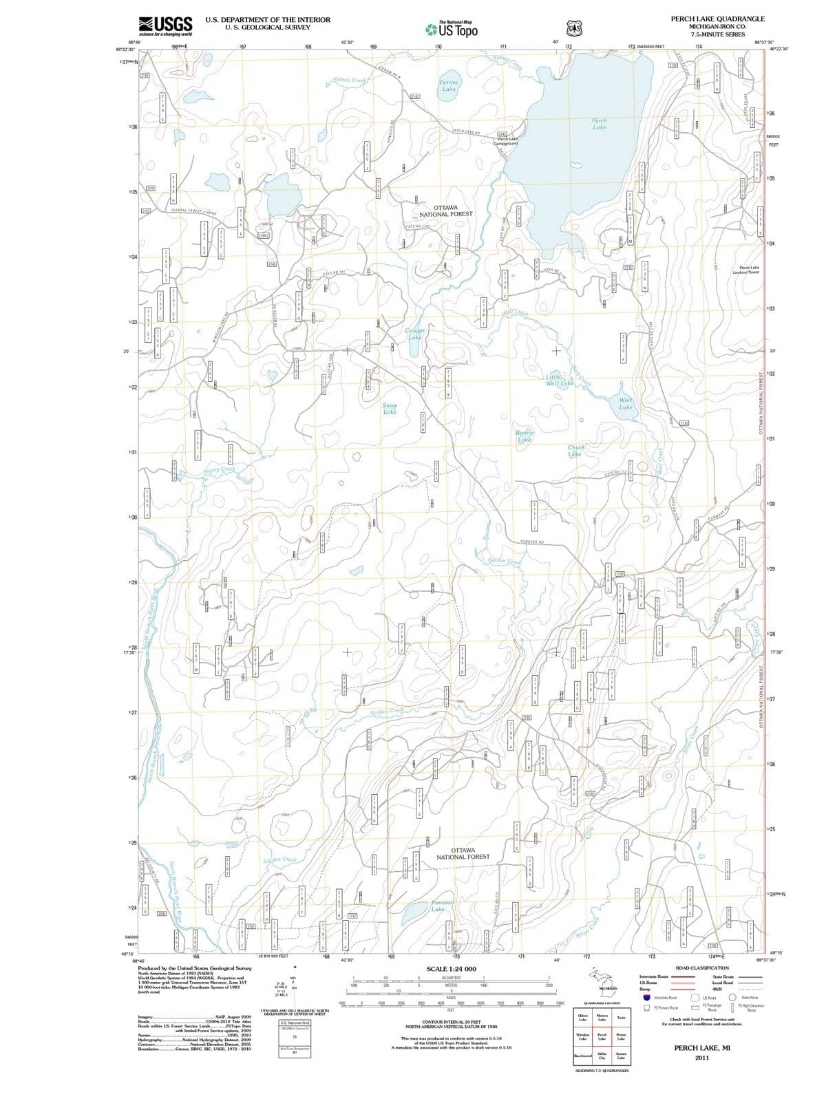 2011 Perch Lake, MI - Michigan - USGS Topographic Map
