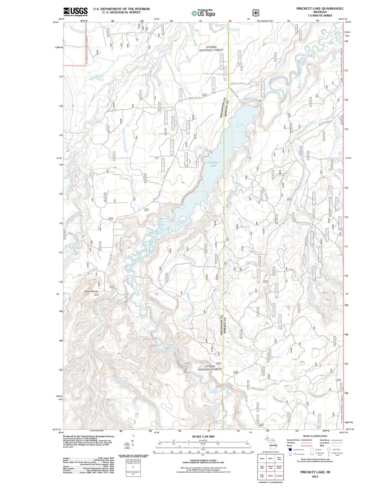 2011 Prickett Lake, MI - Michigan - USGS Topographic Map