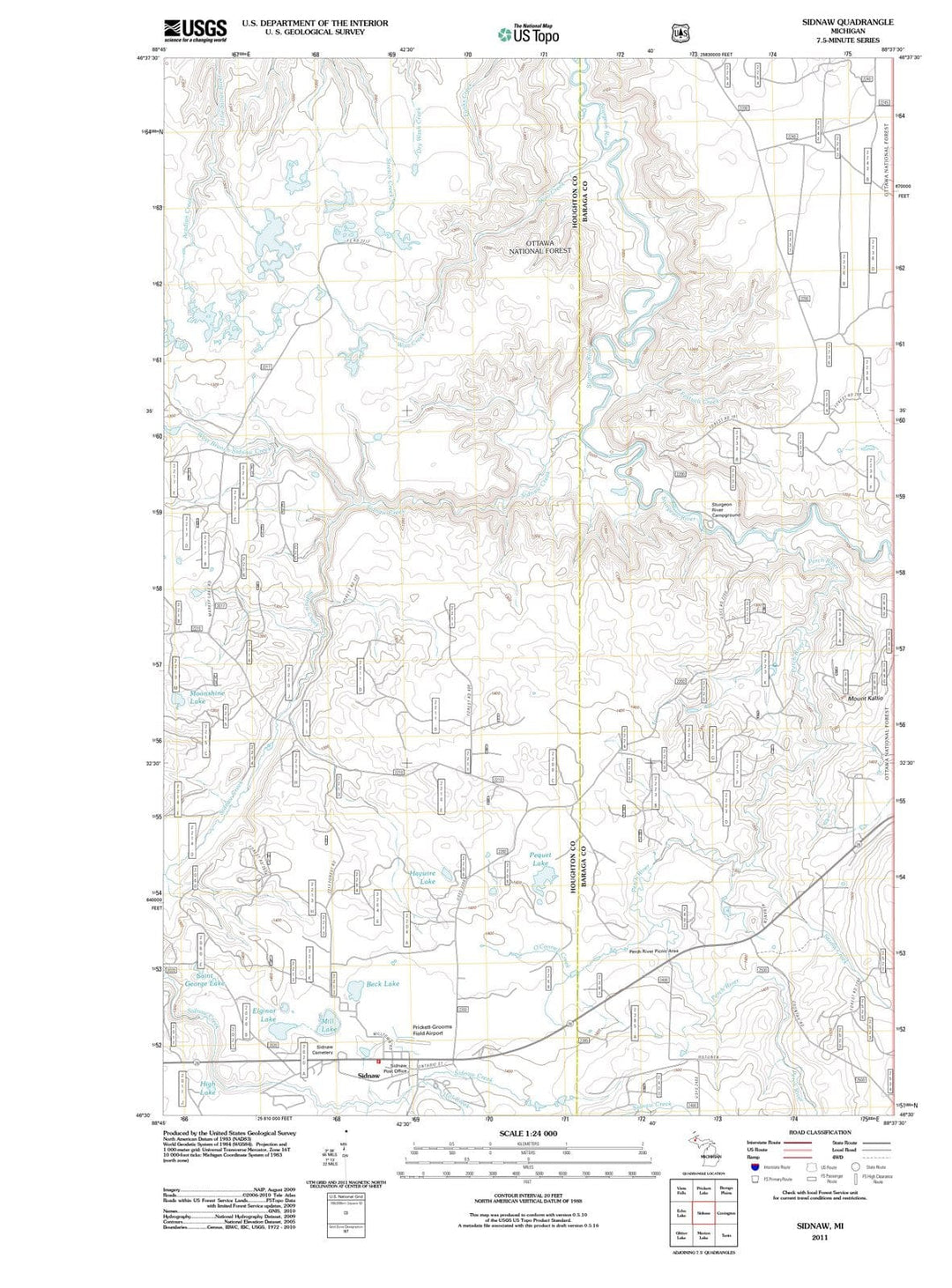 2011 Sidnaw, MI - Michigan - USGS Topographic Map
